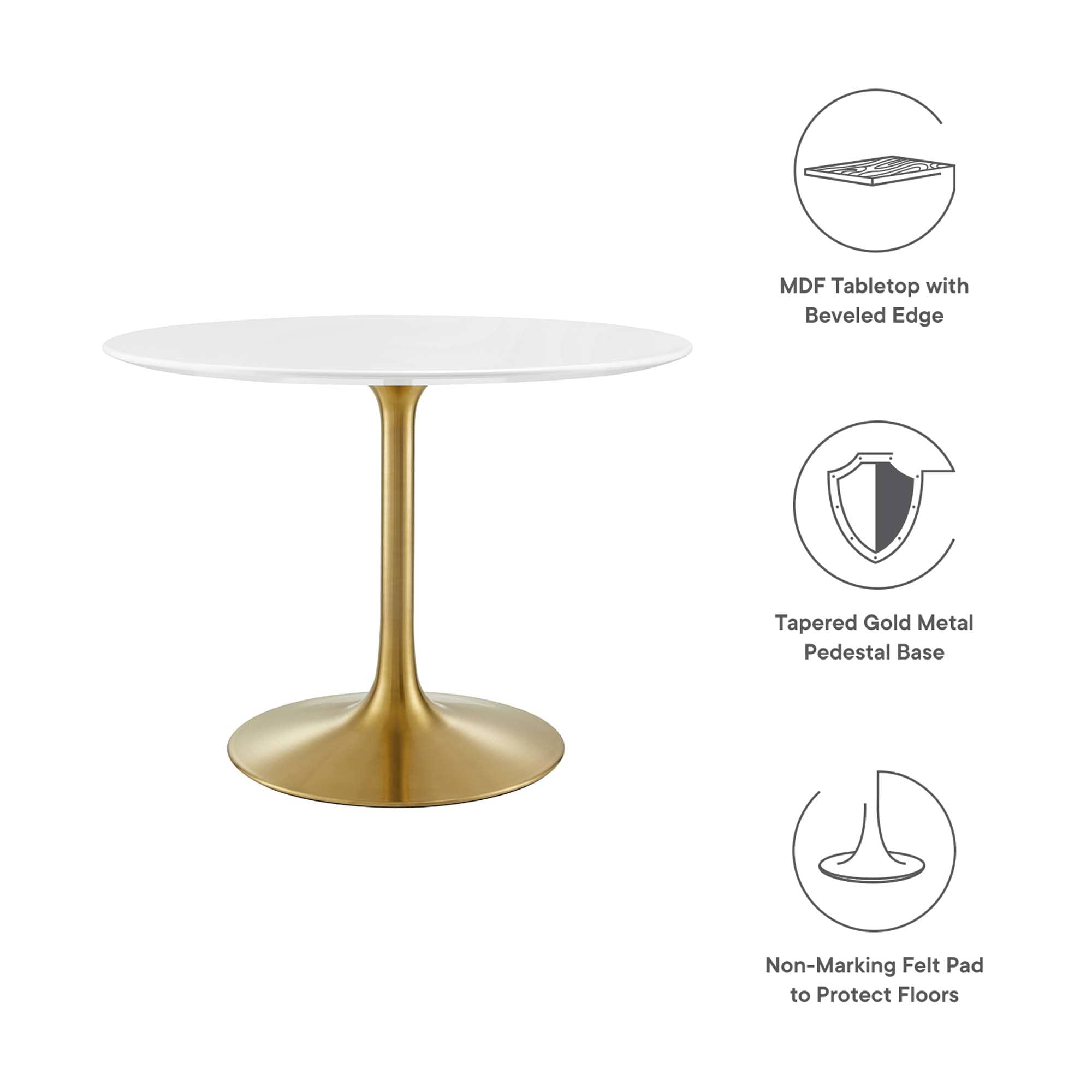 Modway EEI-3226-GLD-WHI Dining-Tables - View #2