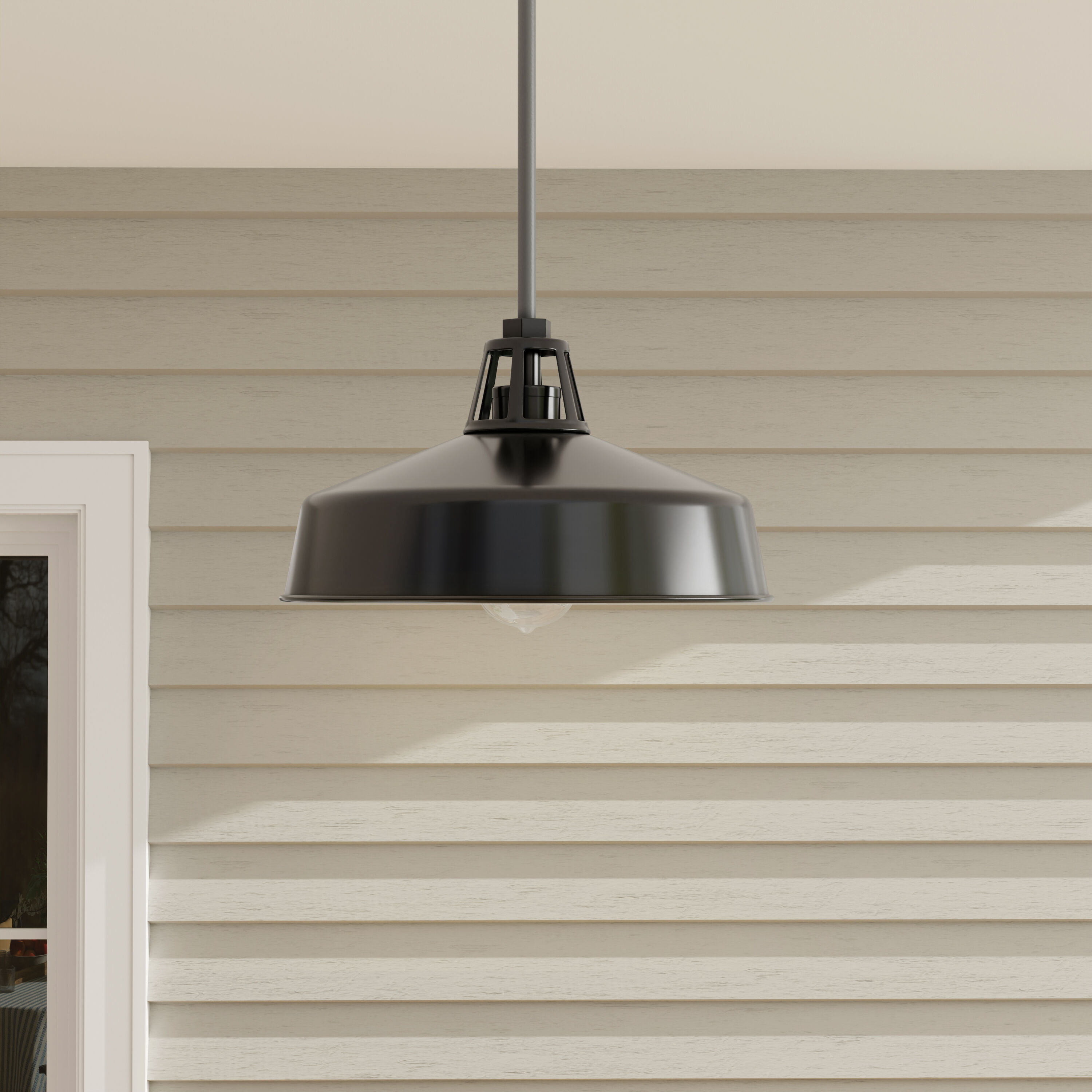 Progress Lighting P550116-031 Cedar Springs 1 -Light Black Farmhouse Bell Medium Indoor/Outdoor Hanging Pendant light