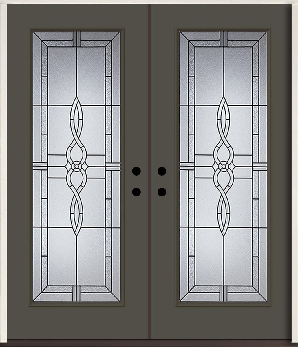 American Building Supply LO963535 Calista 72-in x 80-in x Fiberglass Full lite Right-hand inswing Thunder Gray Paint Painted Prehung Double Front Door Insulating core
