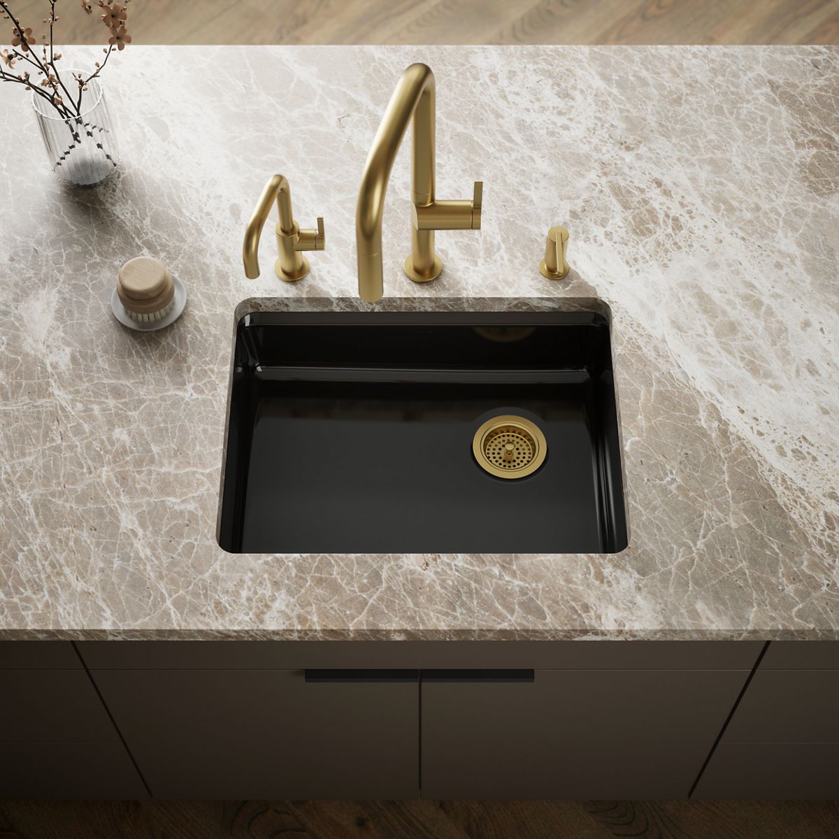 KOHLER Riverby Undermount 25-in x 22-in Cast iron Single bowl Kitchen Sink