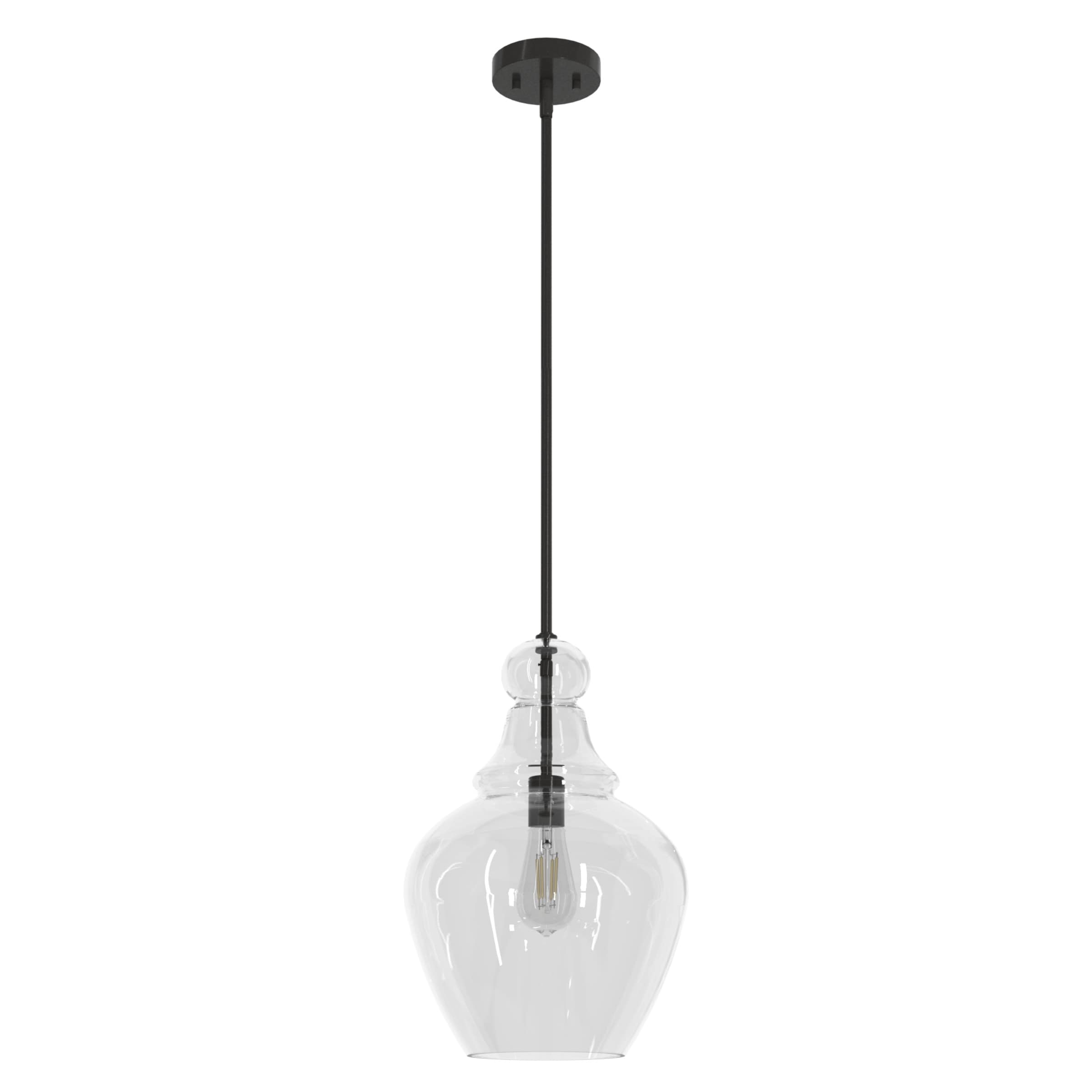 Hunter 19566 Maple Park 1 -Light Noble Bronze Traditional Clear glass Bell Medium Hanging Pendant light
