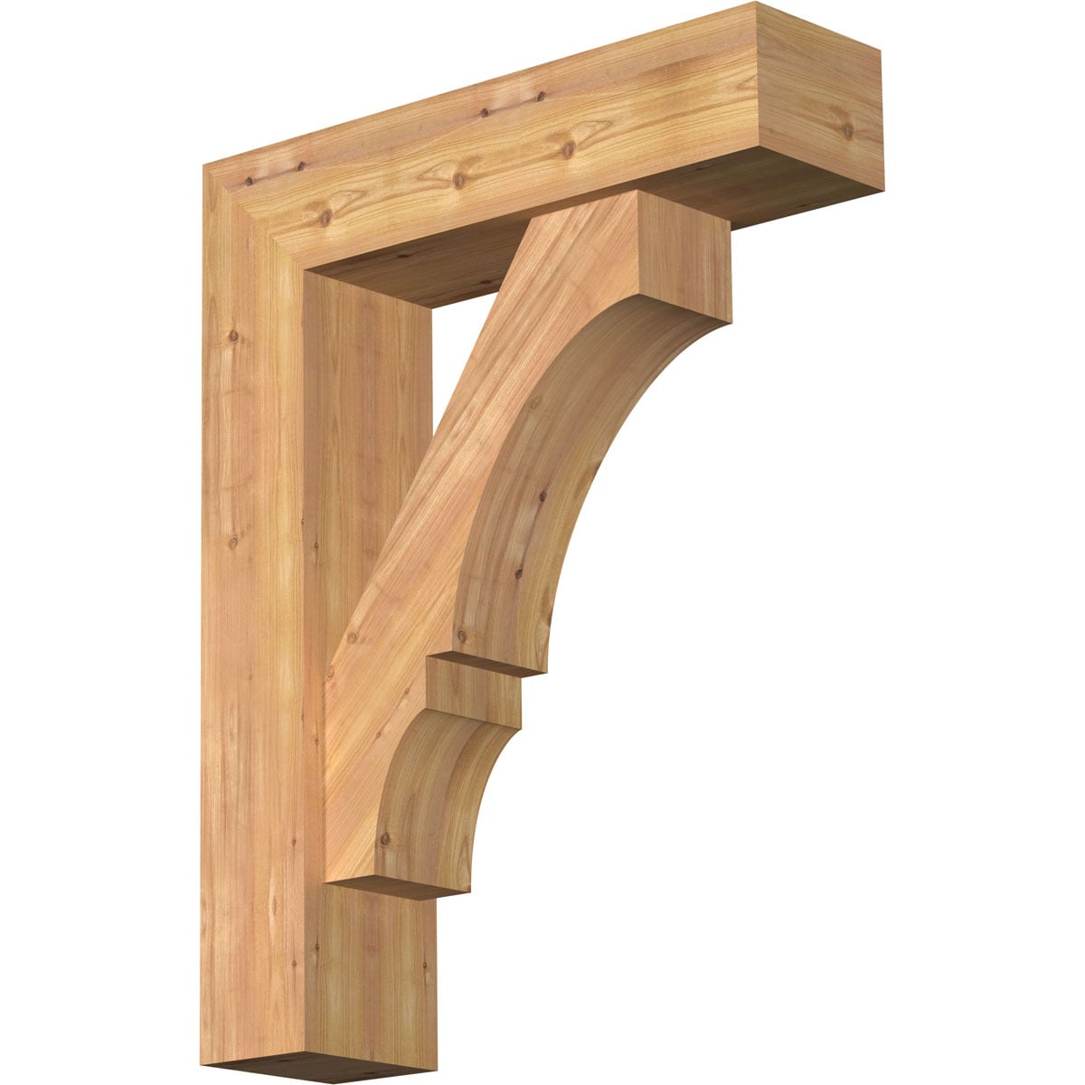 Ekena Millwork 1461984 Balboa Block Smooth Bracket with Offset Brace 7-1/2-in x 28-in x 36-in Western red cedar Brown Wood Standard bracket