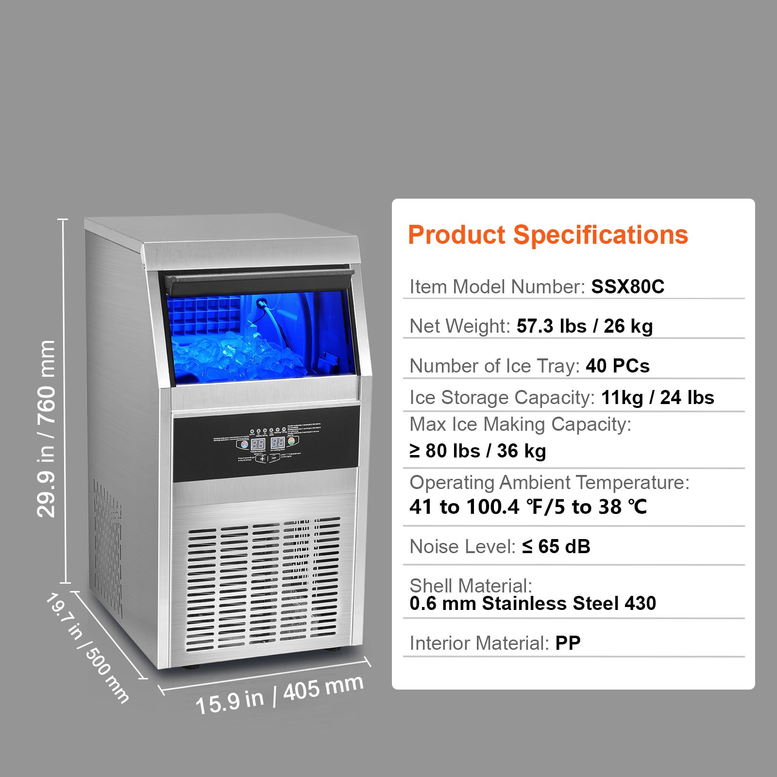 VEVOR SCSYYTSFBZBJ07318V1 Ice-Makers - View #7