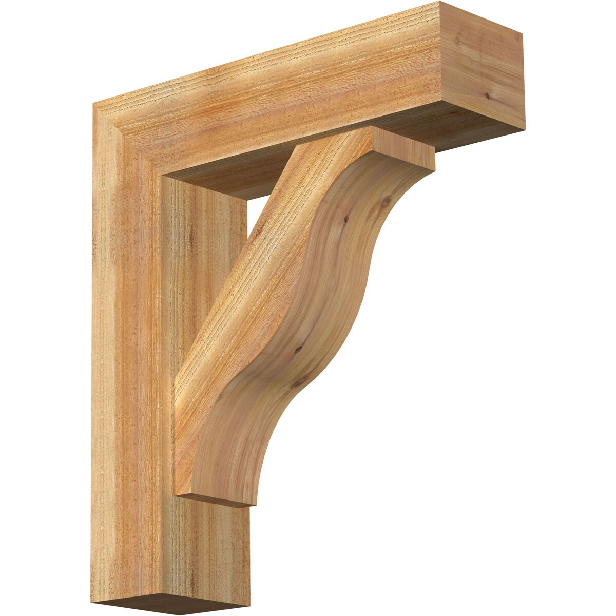 Ekena Millwork 1462283 Funston block rough sawnbracket with offset brace 8-in x 28-in x 32-in Western red cedar Brown Wood Standard bracket