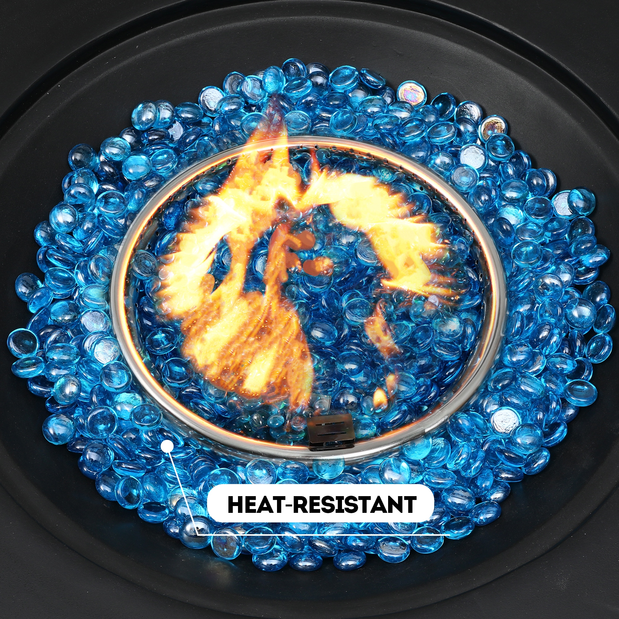UPHA PL-BLS-BLUE-5 Fire Pit Essentials and #8211 Recyclable Dark Blue Glossy Fire Pit Glass Beads