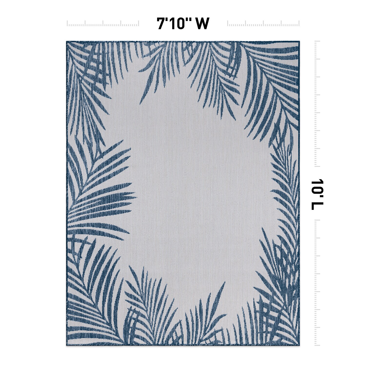 Navy Floral Palm Reversible Flatwoven Synthetic Rug 8' x 10'