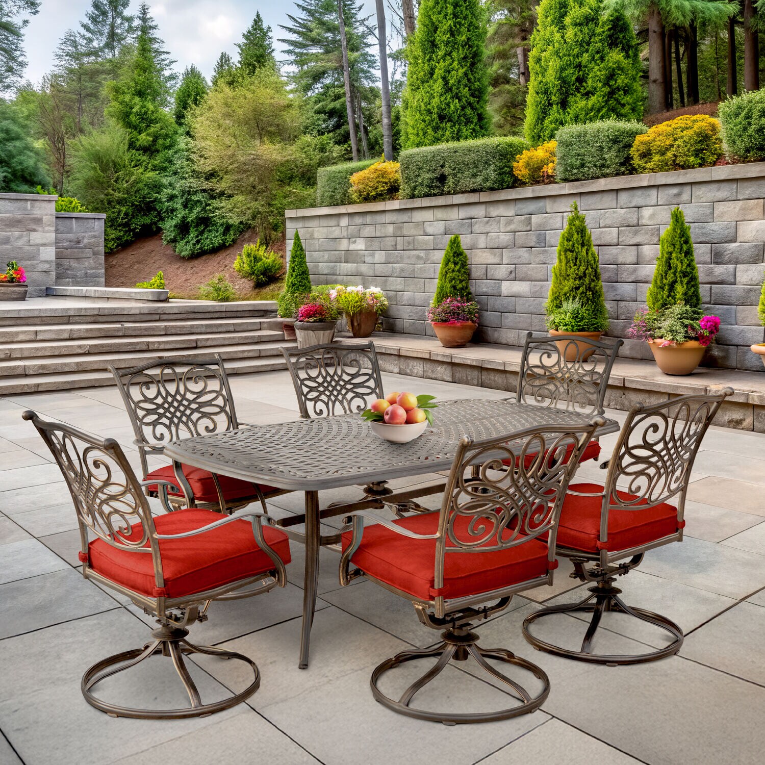 Hanover TRADDN7PCSW6-RED Patio-Dining-Sets - View #18