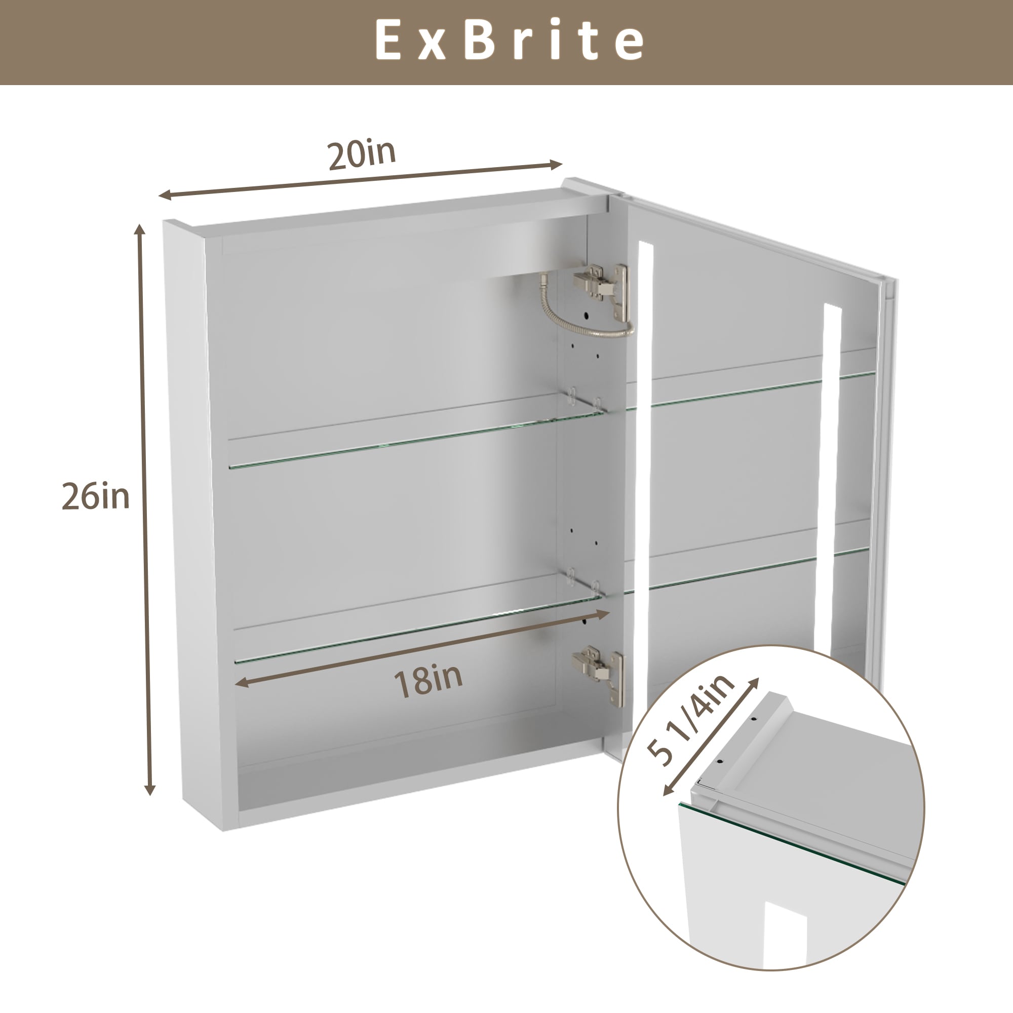 ExBrite DHMC2026V3R Bathroom-Medicine-Cabinets - View #3