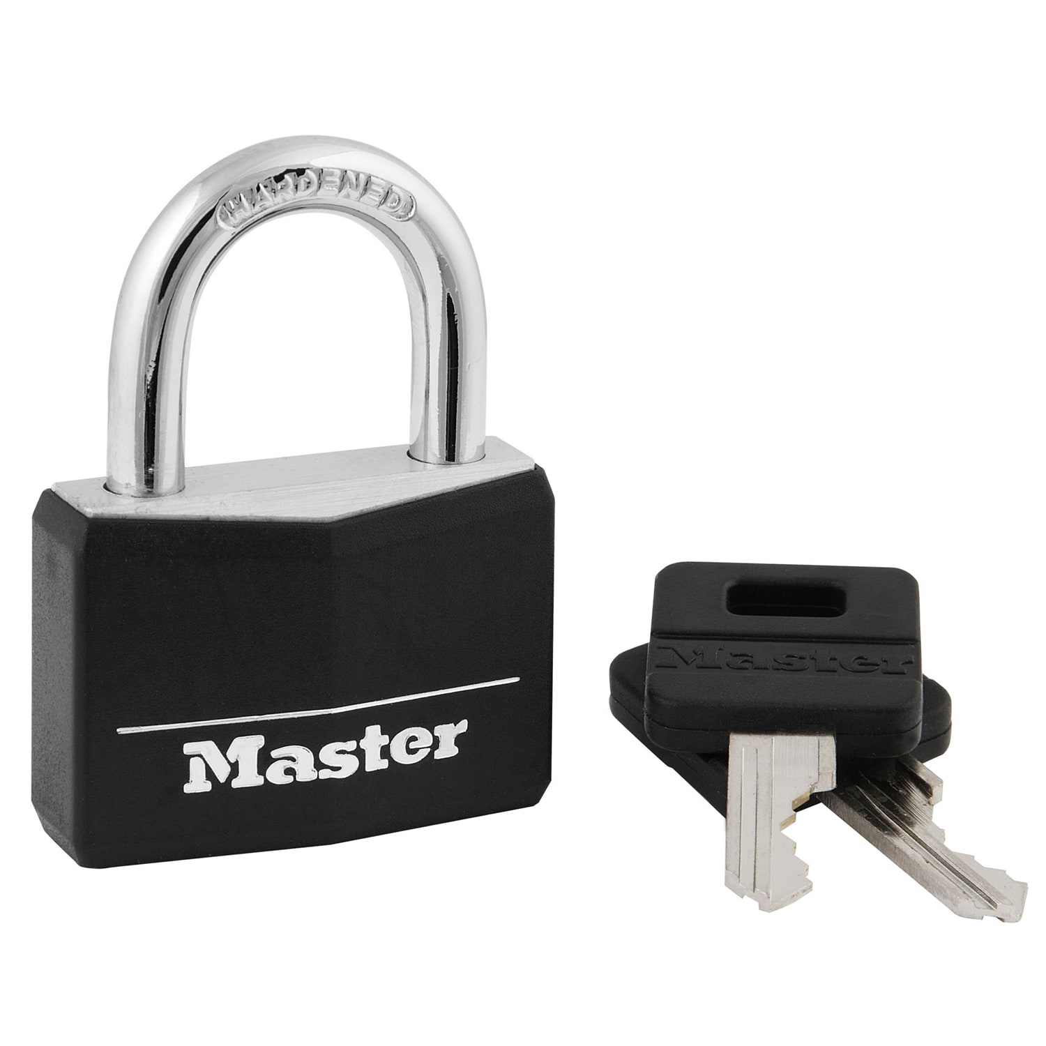 Master Lock Keyed Padlock, 1-9/16-in Wide x 7/8-in Shackle in the