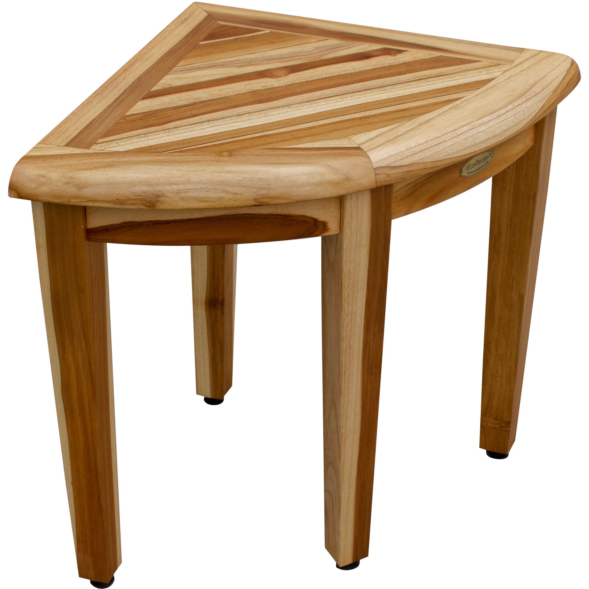 EcoDecors 18" Teak Corner Shower Bench with Adjustable Feet