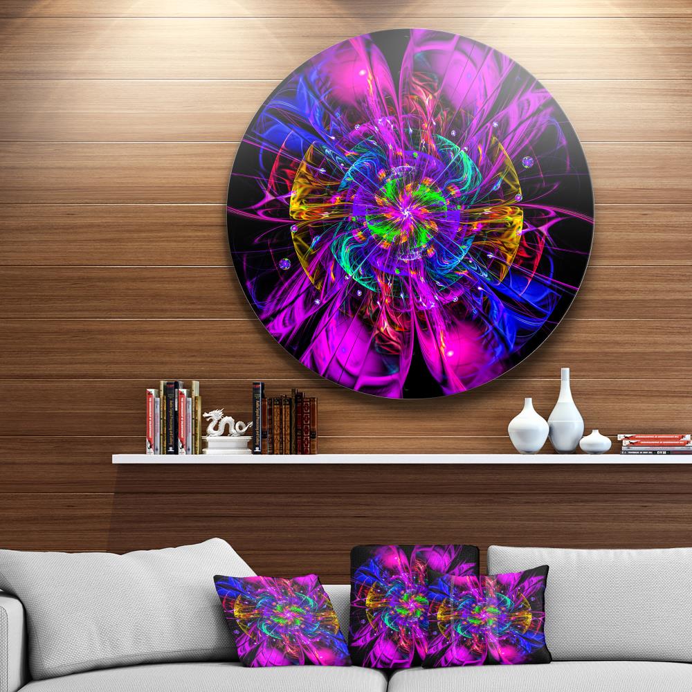 Designart Ideal Fractal Flower Digital Art in Purple' Floral Metal ...