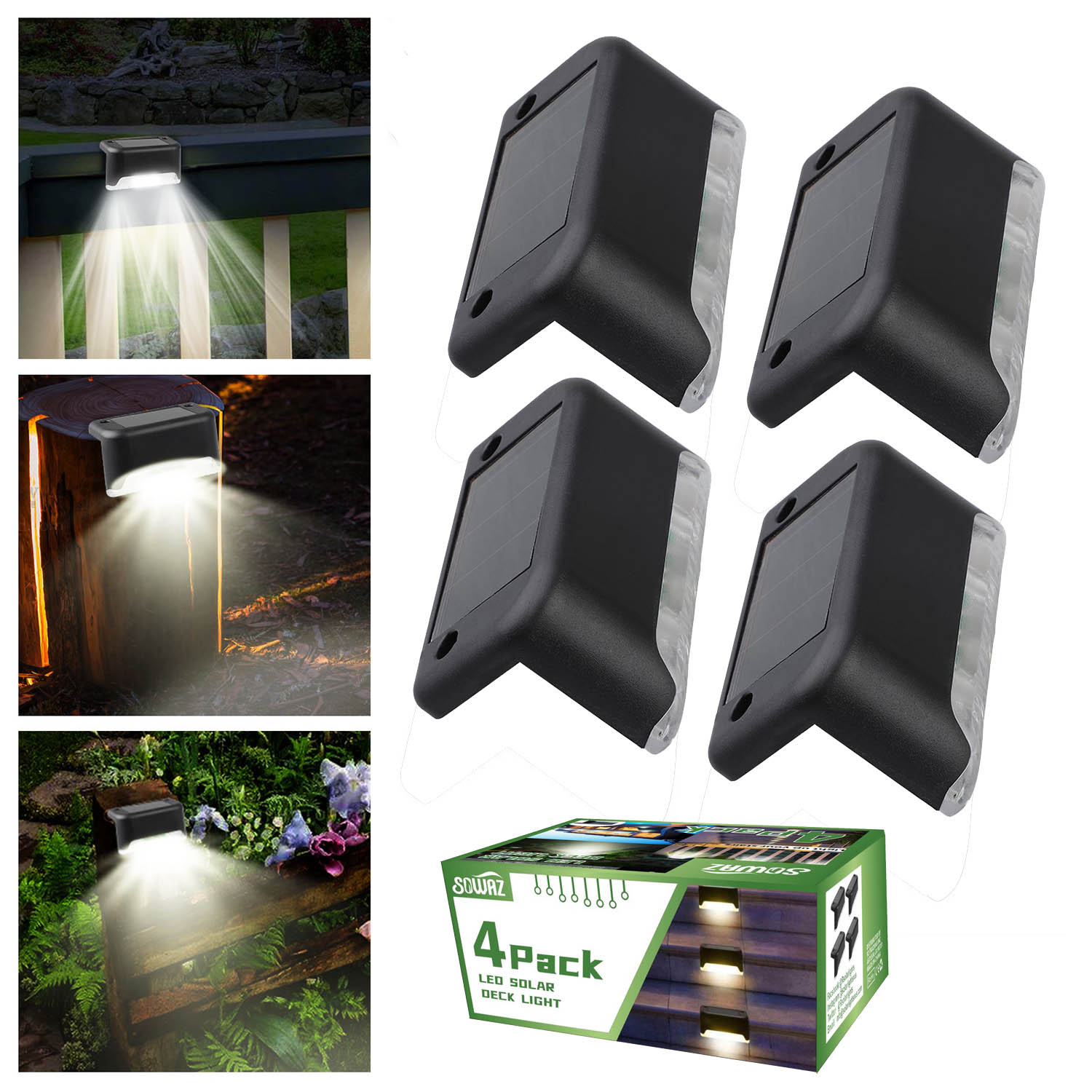 SOWAZ 4-Pack 3.14-in Black Solar Dark Sky Integrated Outdoor Wall Light in  the Outdoor Wall Lights department at