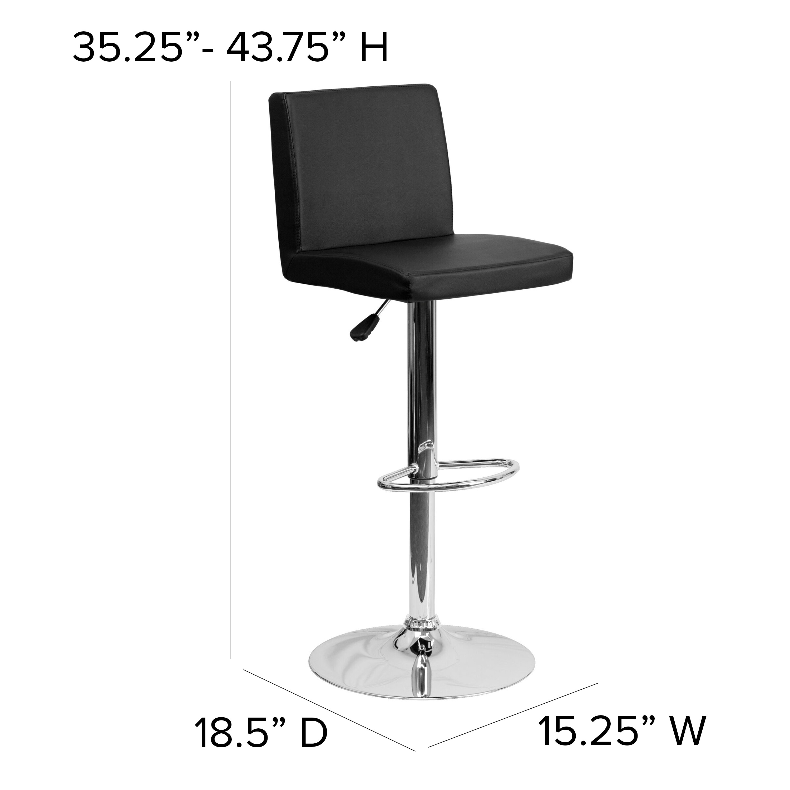 Flash Furniture Black 32.25-in H Adjustable height Upholstered Swivel ...