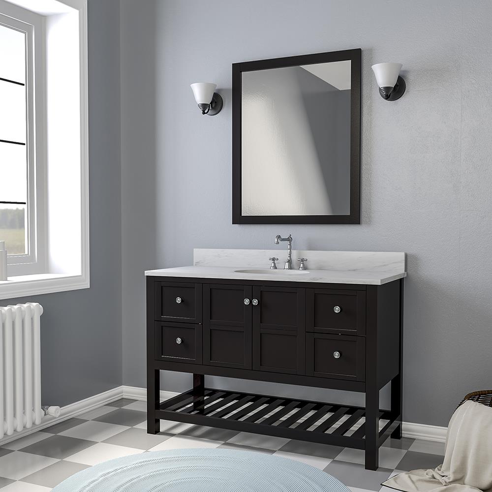 Chambery 49-in White Single Sink Bathroom Vanity with White Marble Top ...