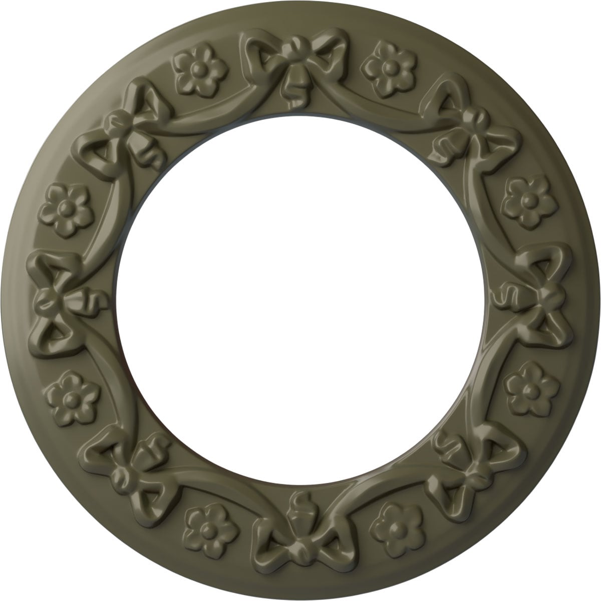 Ekena Millwork CM12RIPTF Ribbon with Bow 12.25-in W x 12.25-in L Painted Turtle Polyurethane Whole Ceiling Medallion