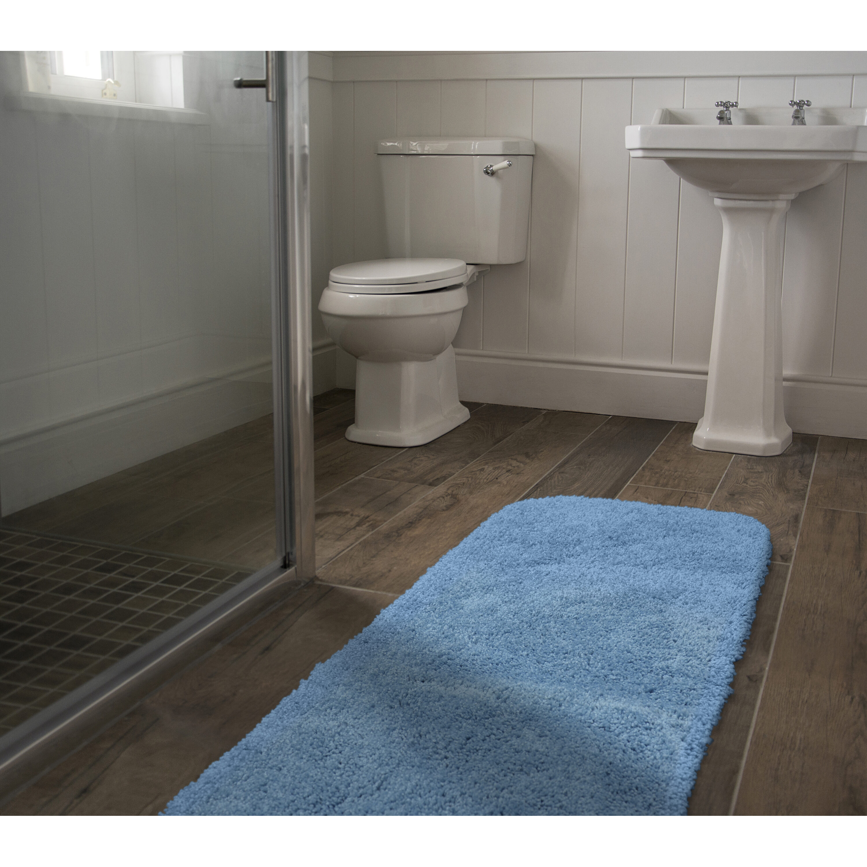 Garland Rug BA100W022060J4 Serendipity 22-in x 60-in Basin Blue Nylon Bath runner