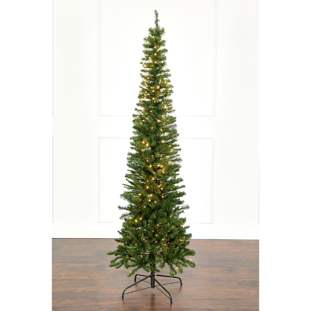 DW PRO LIGHTS 7.5' Christmas Pencil Pine Tree with 300 Color-Changing LED Lights