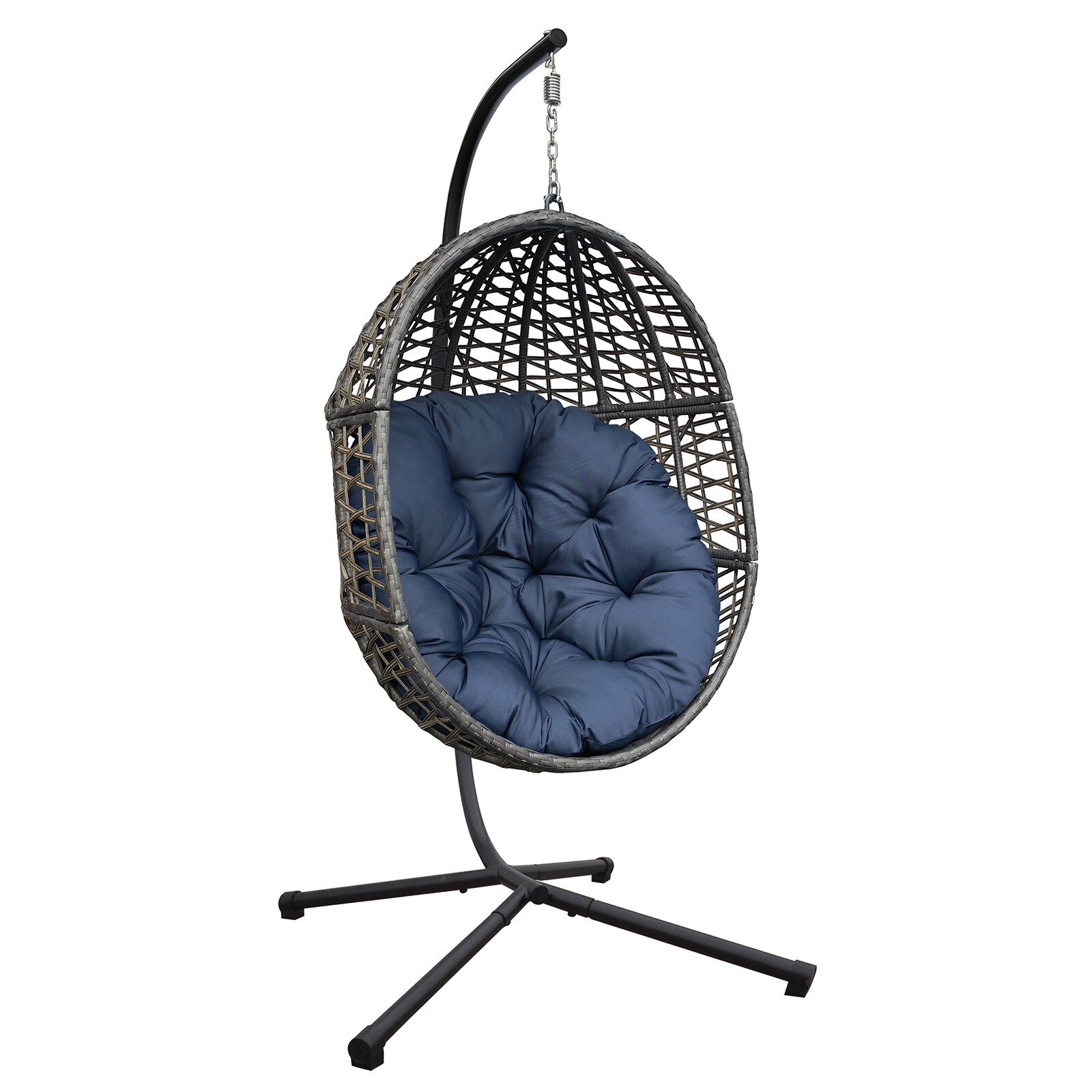 Flynama L-P154059 Swing Egg Chair Navy Blue Woven Hammock chair with Stand