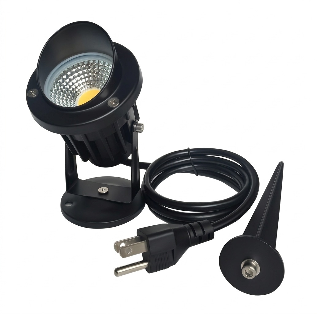 Etokfoks  120V 10W Metal LED Outdoor Spotlight Flag Light 120V 10W Waterproof Spot Light for Yard Flagpole House Tree Landscape
