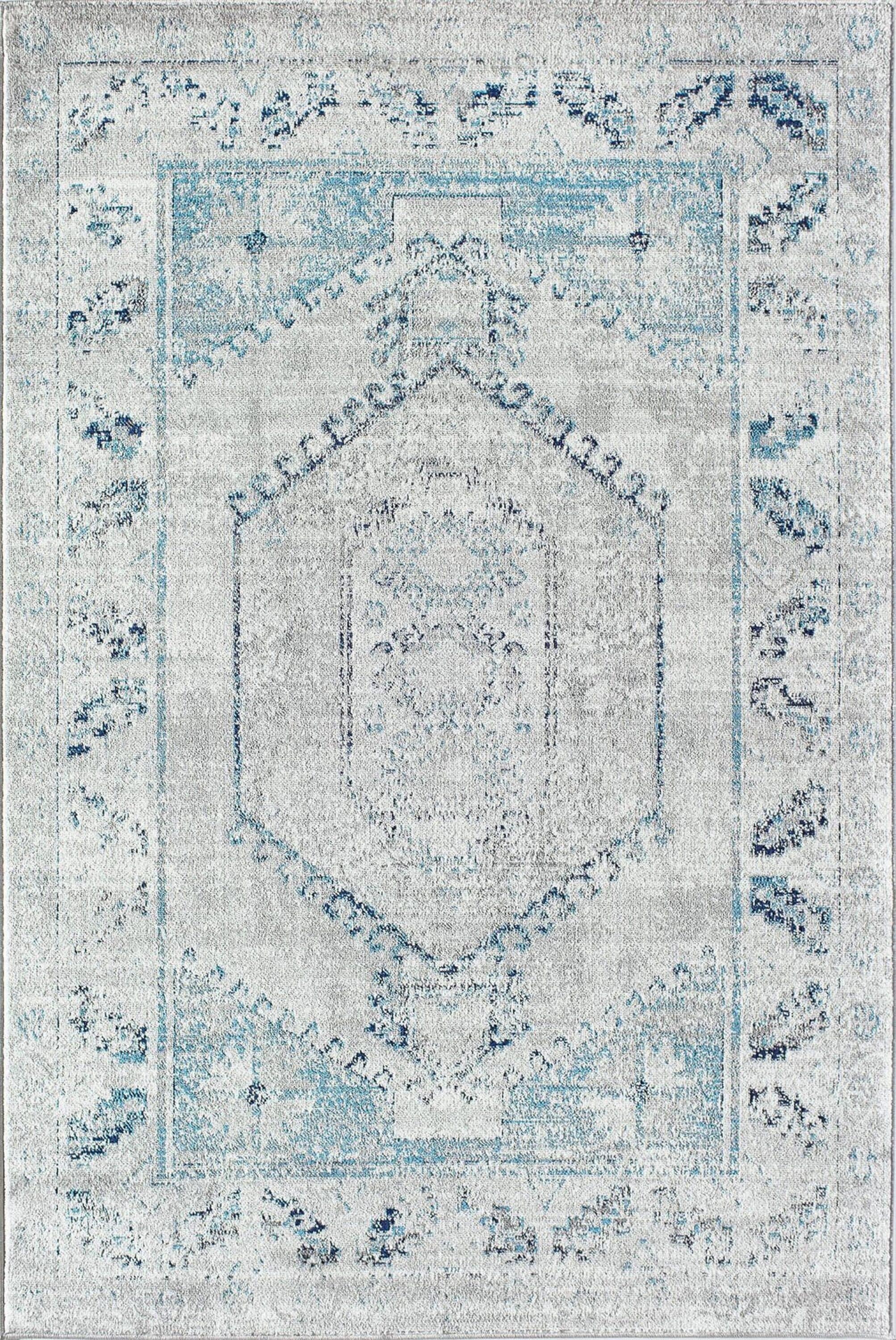 Misty Smoke Rectangular Synthetic Stain-Resistant Area Rug