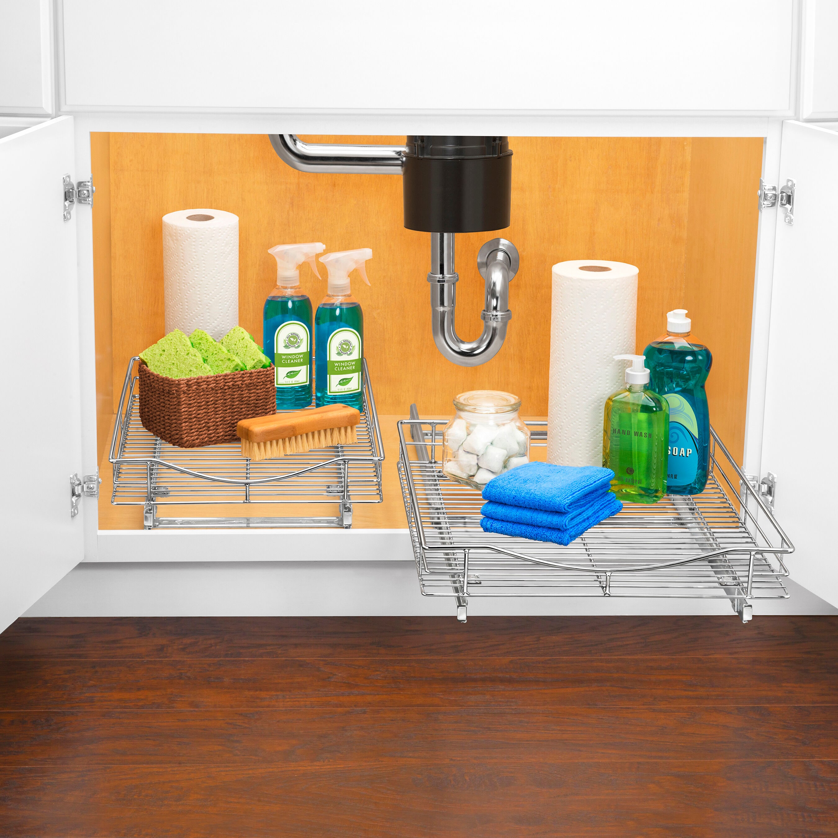 Lynk Professional Pull Out Cabinet Organizer, Slide Out Pantry Shelf 11-in  W x 4-in H 1-Tier Cabinet-mount Metal Pull-out Under-sink Organizer in the  Cabinet Organizers department at