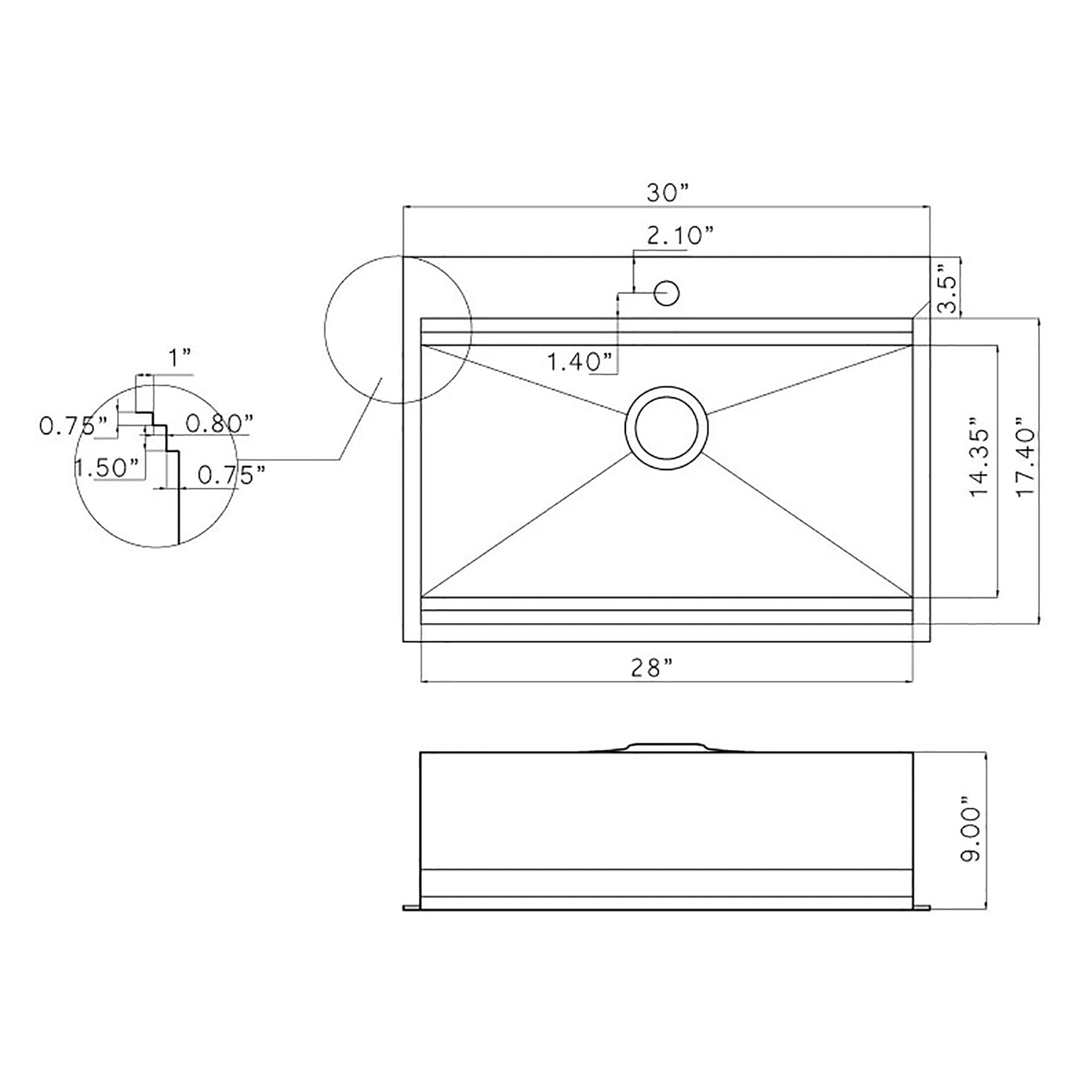 AKDY Drop-In 30-in x 22-in Brushed Stainless Steel Single Bowl 1-Hole ...