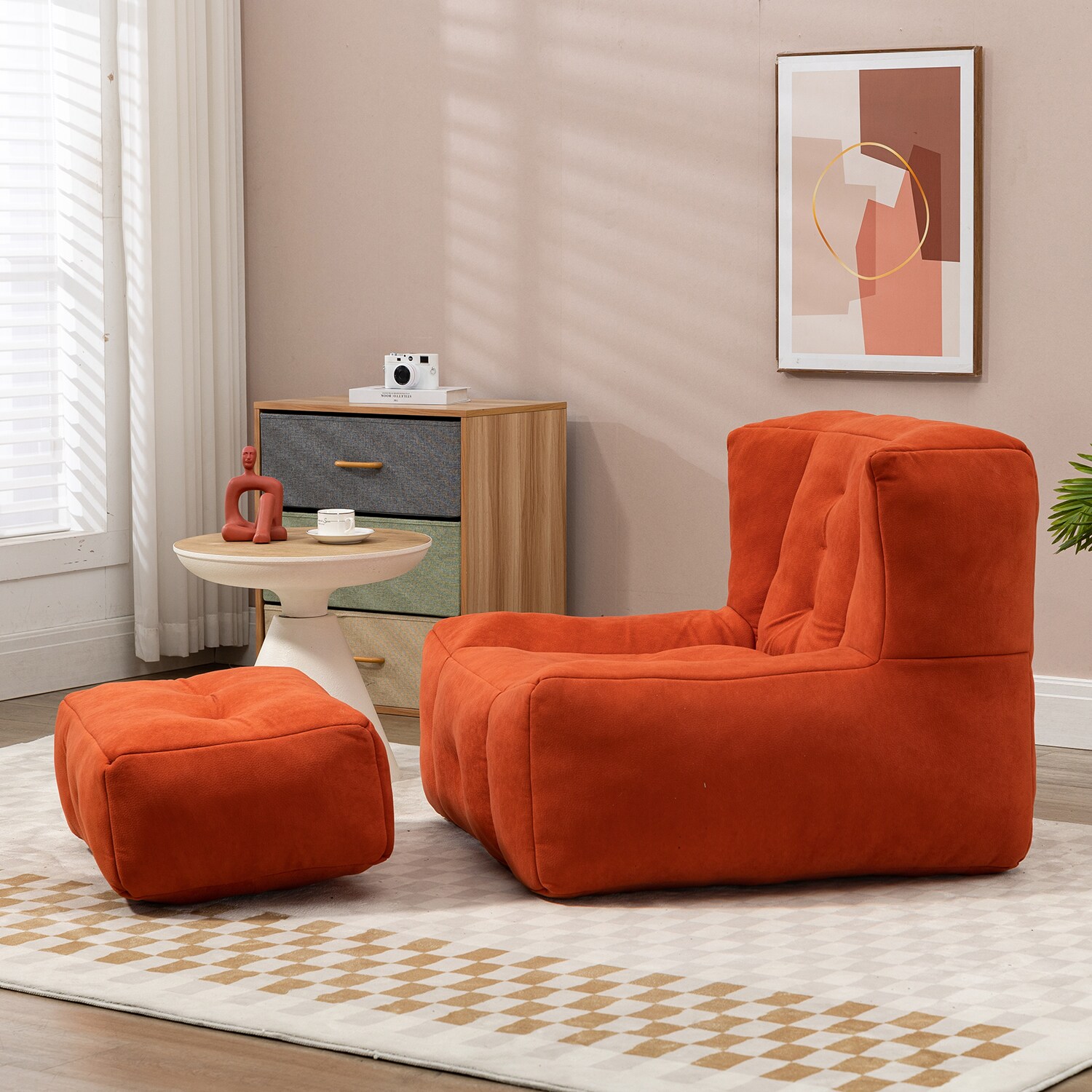 Eureka Mid Century Orange Faux Leather Armchair, Modern