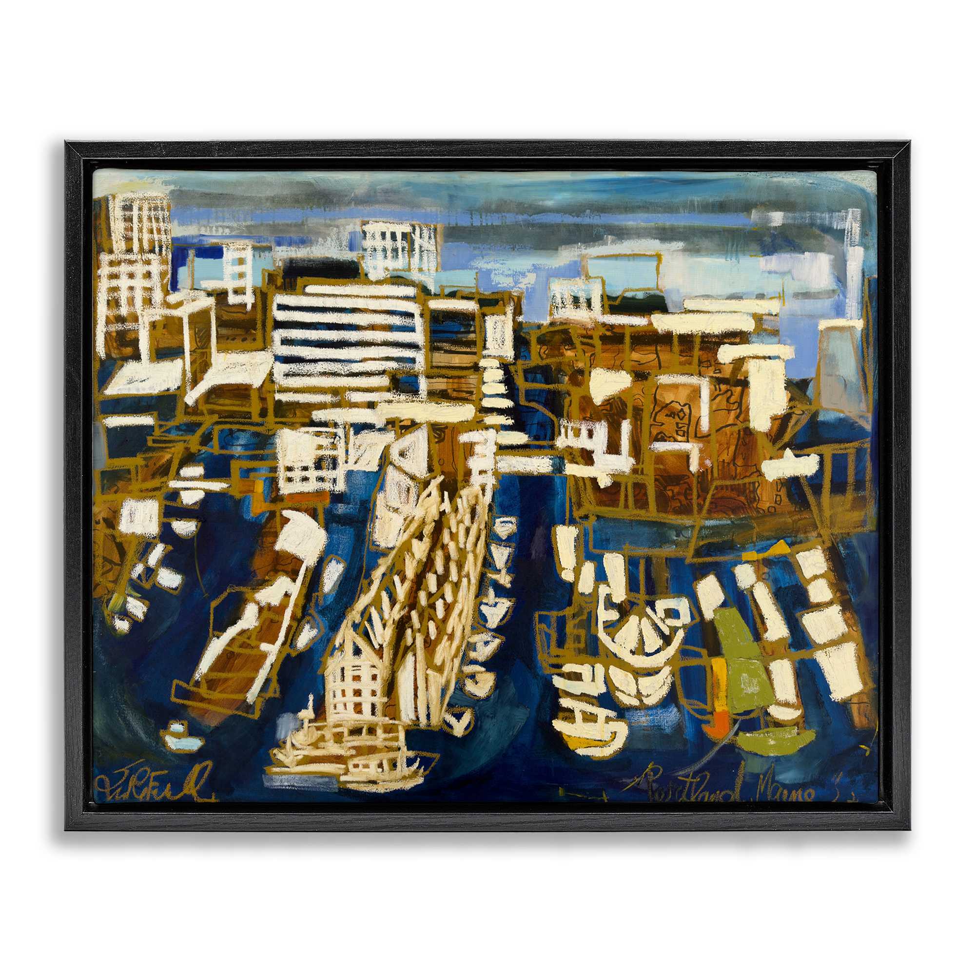 Stupell Industries BS-360-FFB-16X20 Bold Abstract Cityscape Black Framed Floater Canvas Wall Art By Erin McGee Ferrell 21 x 17