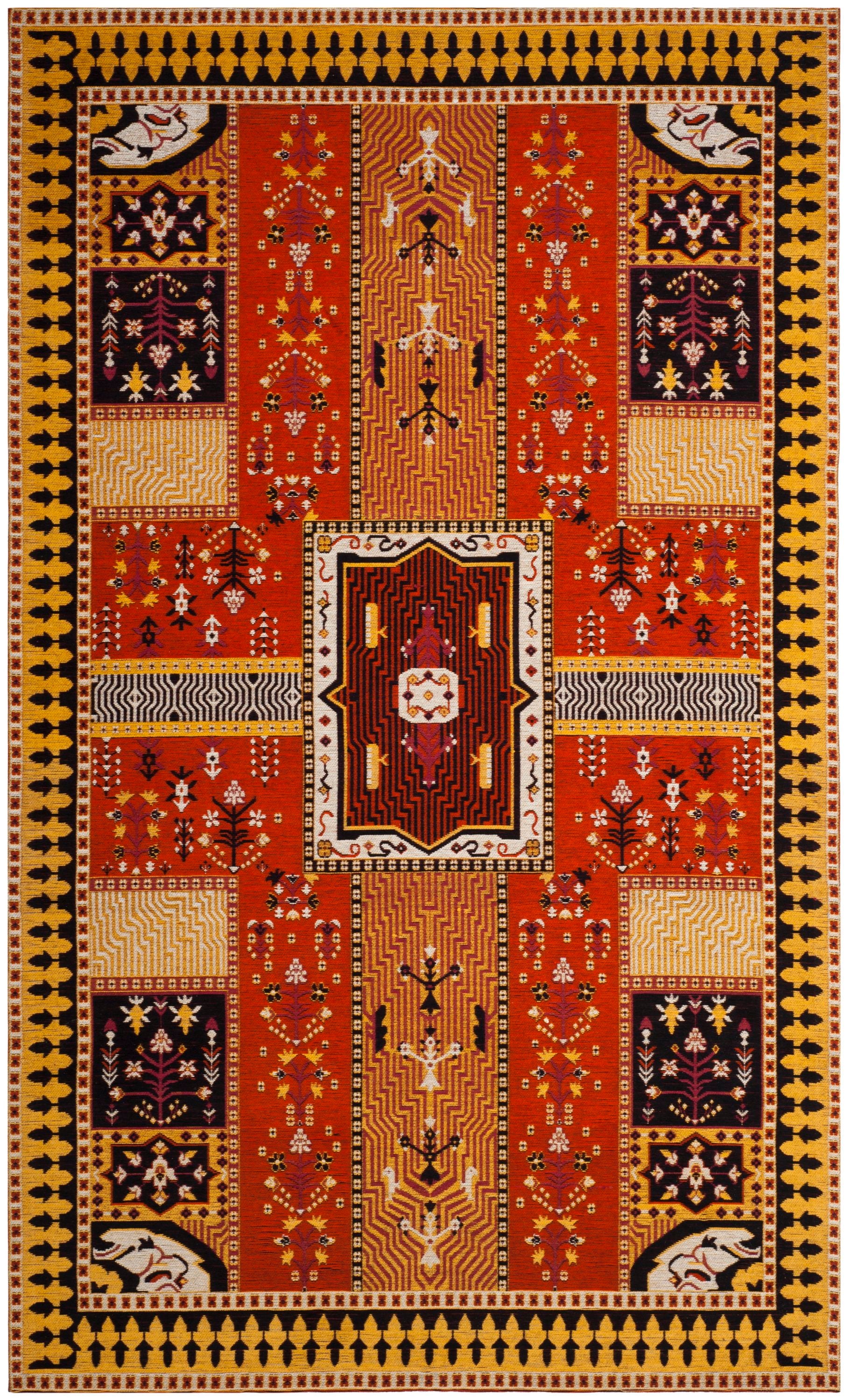 Safavieh CLV512D-4 Classic Vintage Tomaso 4 x 6 (ft) Loomed Cotton Orange/Gold Rectangular Indoor Geometric Bohemian/Eclectic Area rug