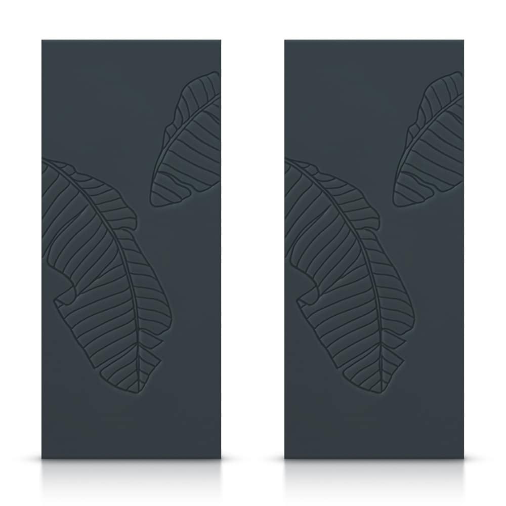 CALHOME CMD-CNC232-80X24G(2 CNC-232 48-in x 80-in Charcoal Gray Crossbuck Smooth Hollow core Stained MDF Closet Sliding Door