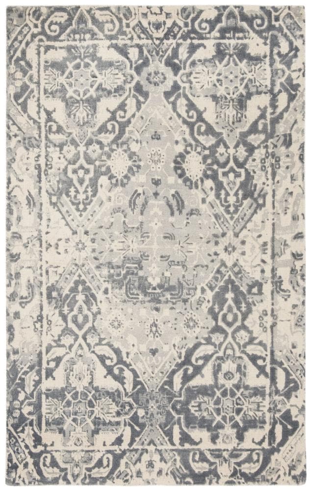 Safavieh RVT532A-5 Restoration Vintage Gaylen 5 x 8 (ft) Tufted Wool Charcoal/Ivory Rectangular Indoor Distressed/Overdyed Vintage Area rug