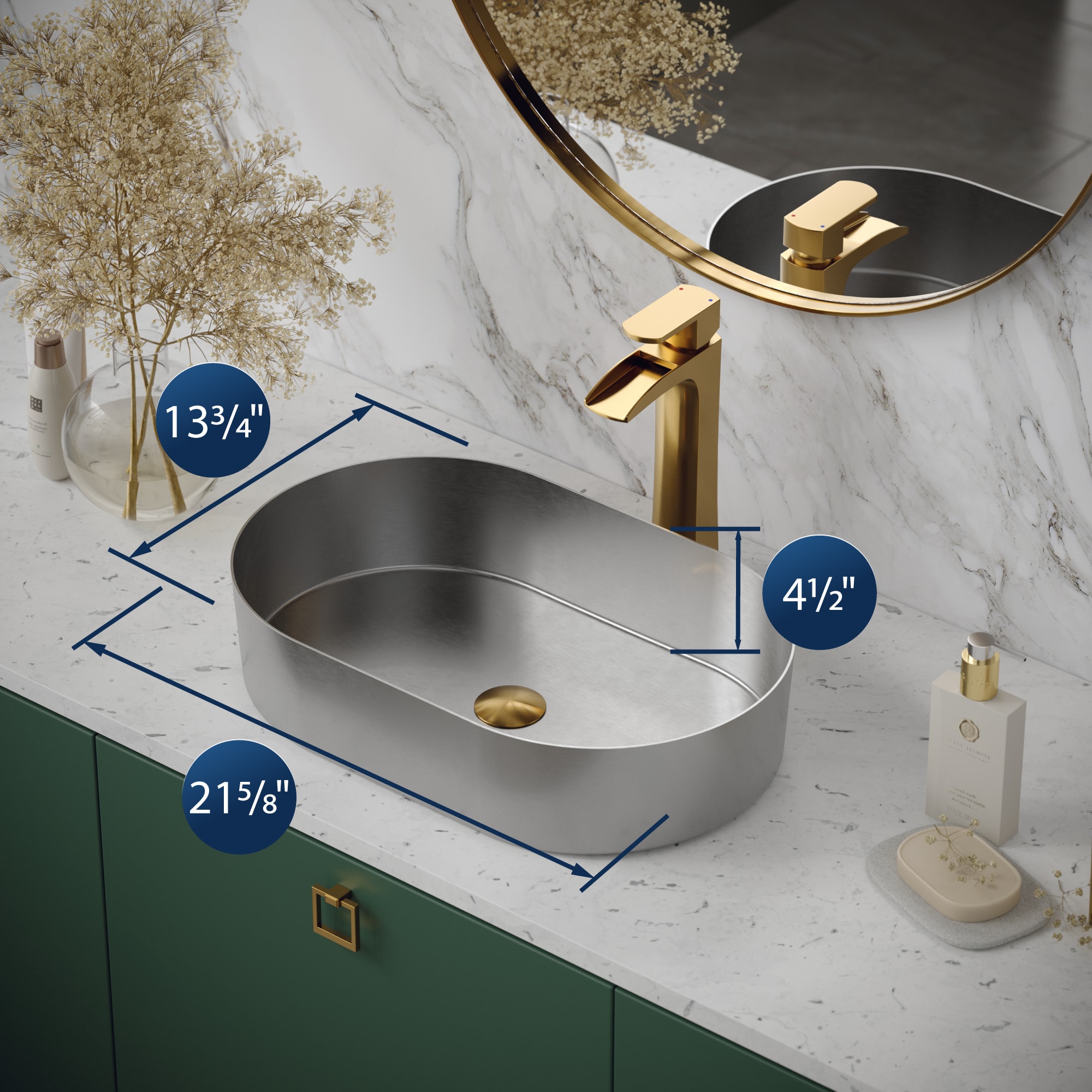 Cinox 21.63'' Stainless Steel Oval Vessel Bathroom Sink