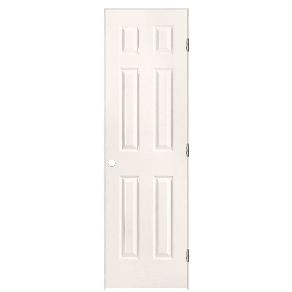 Masonite 1316703 24-in x 80-in White Hollow core 6-panel Left hand Textured Prefinished Molded composite Flat Jamb Single Prehung Interior Door