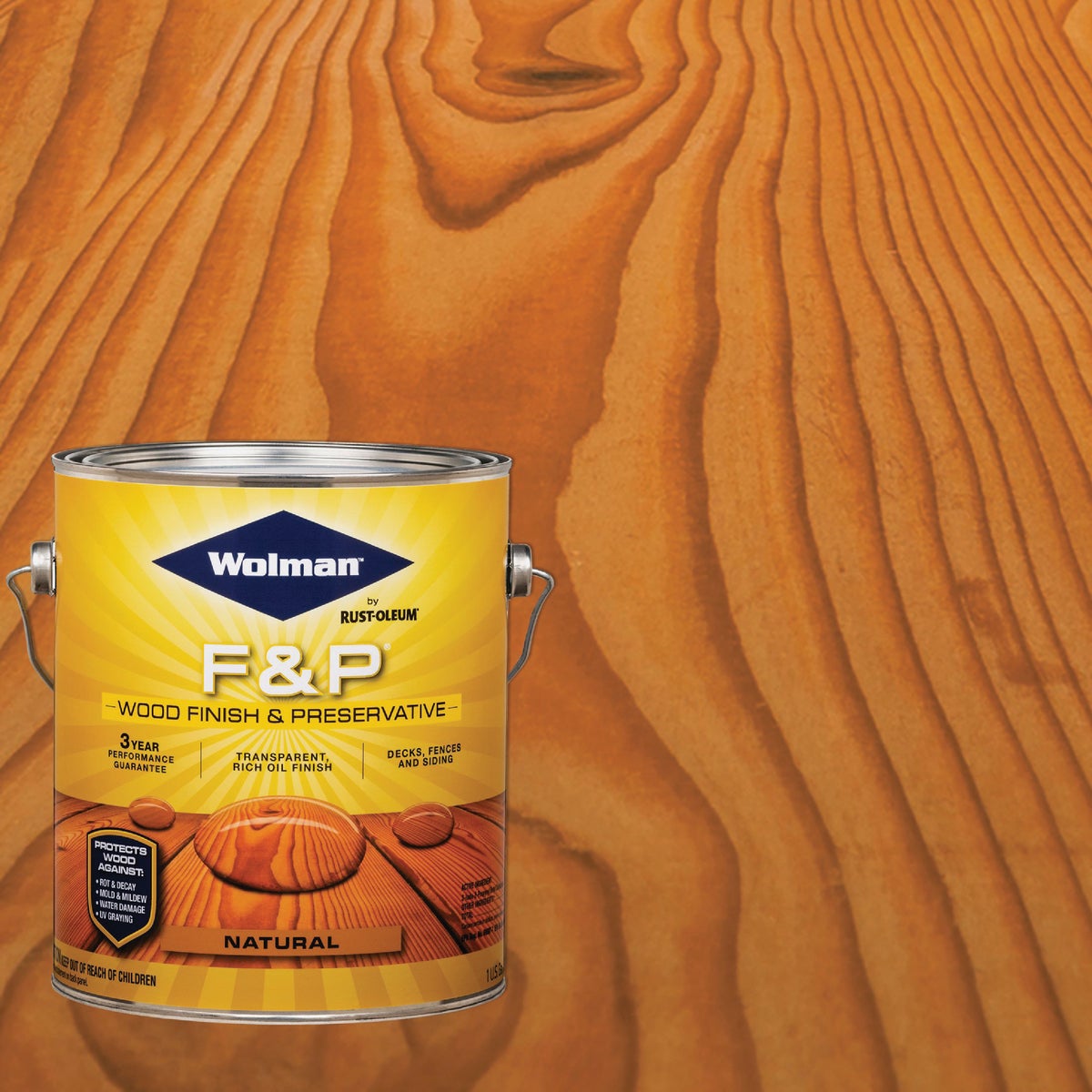 Wolman 14396-4PK F P Oil-Based Wood Finish Preservative Transparent Stain Gallon Natural 4 Pack