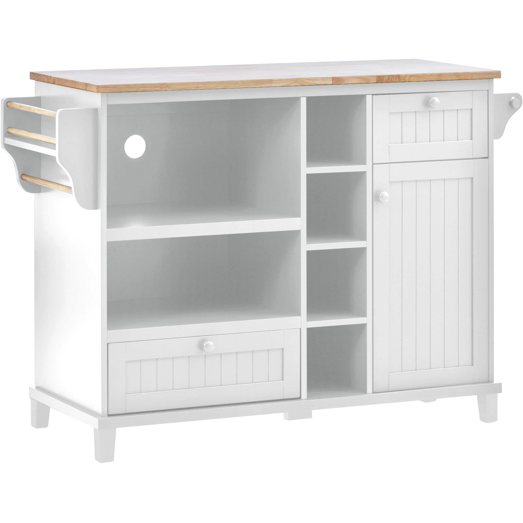 SINOFURN Black Mdf Base with Wood Top Rolling Kitchen Cart (18.1-in x 50.8-in x 36.2-in)