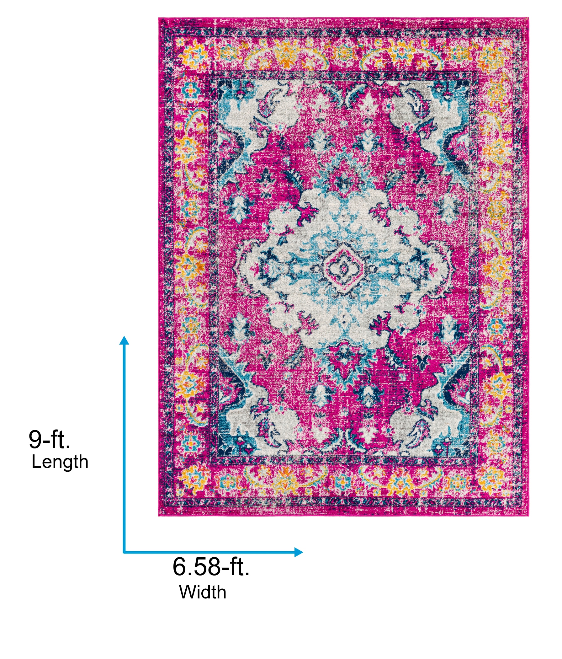 Livabliss Harput 7 X 9 (ft) Magenta Indoor Medallion Oriental Area Rug ...