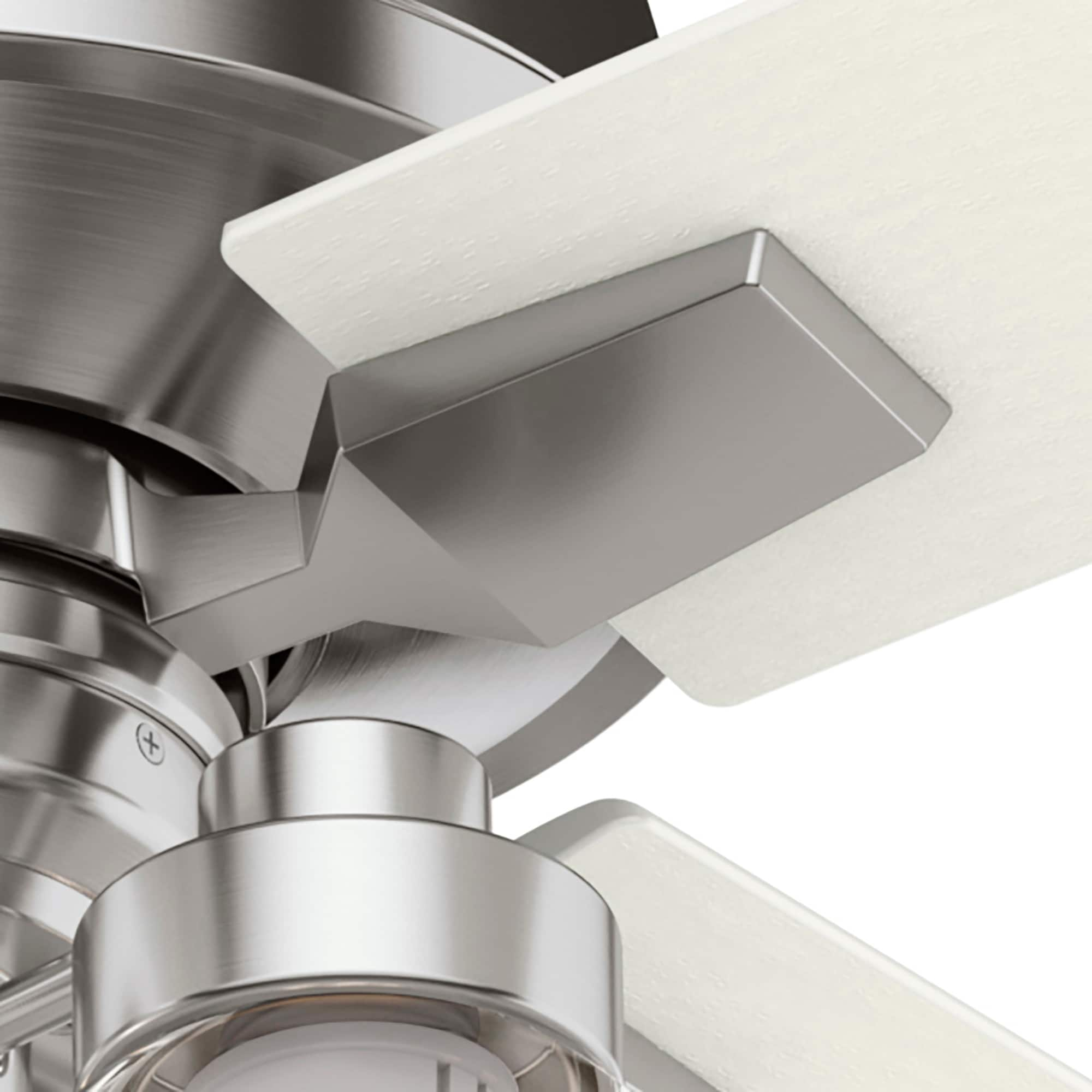 Hunter Vivien 52-in Brushed Nickel LED Indoor Downrod or Flush Mount Ceiling  Fan with Light Remote (4-Blade) in the Ceiling Fans department at Lowes.com