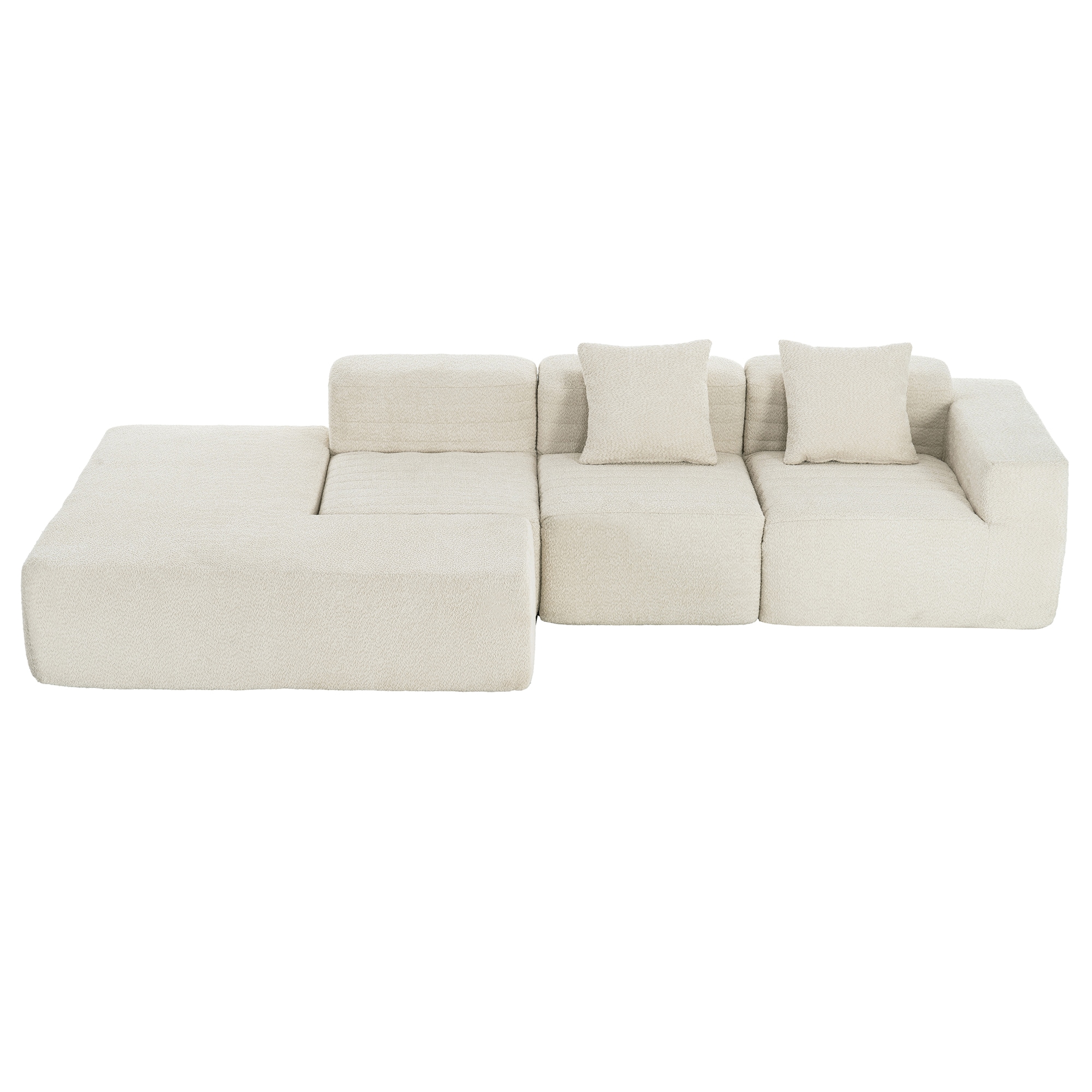 Bybafun YA3700508 116.5-in Modern Beige Sectional