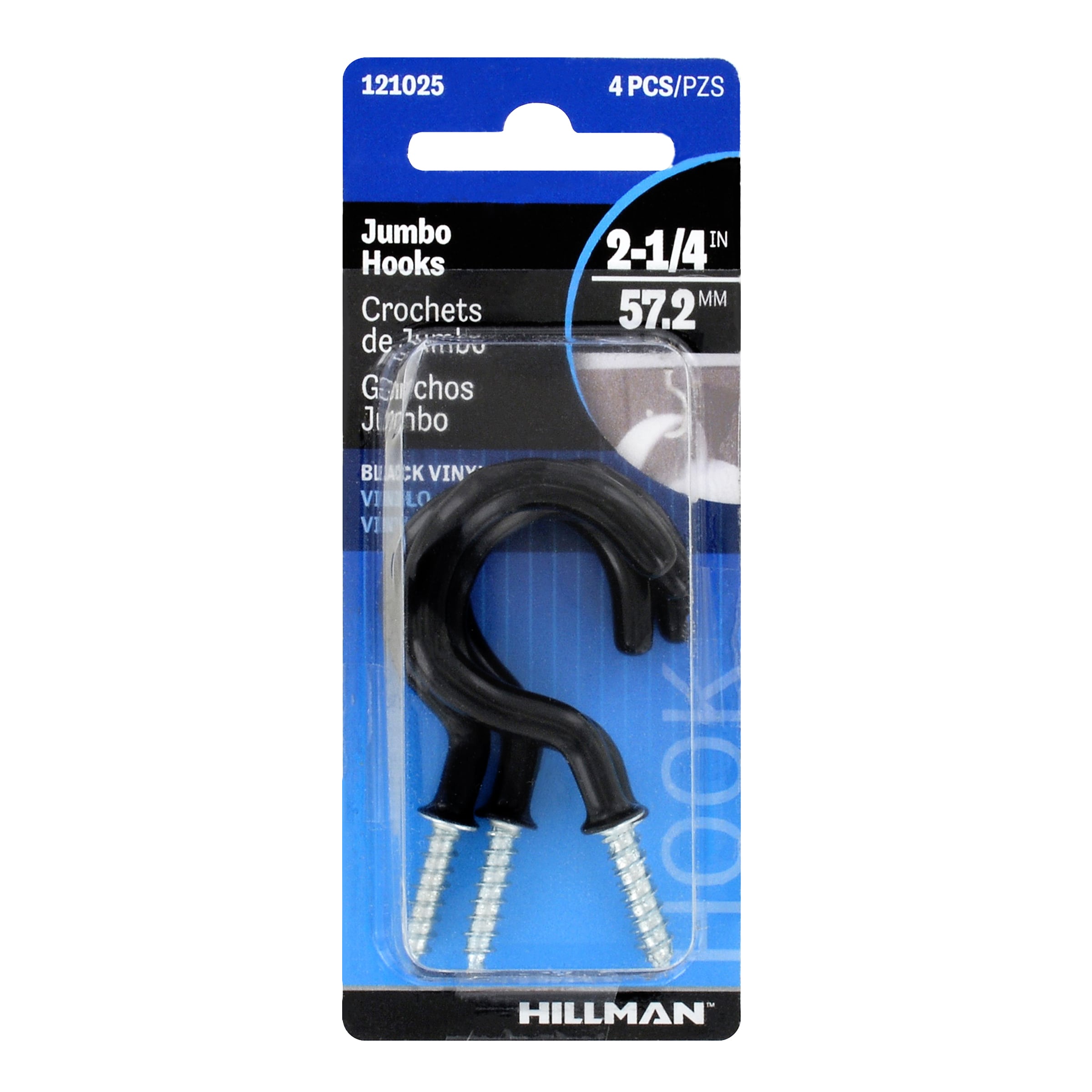 Hillman 2.25-in Black Steel Cup Hook (4-Pack) in the Hooks