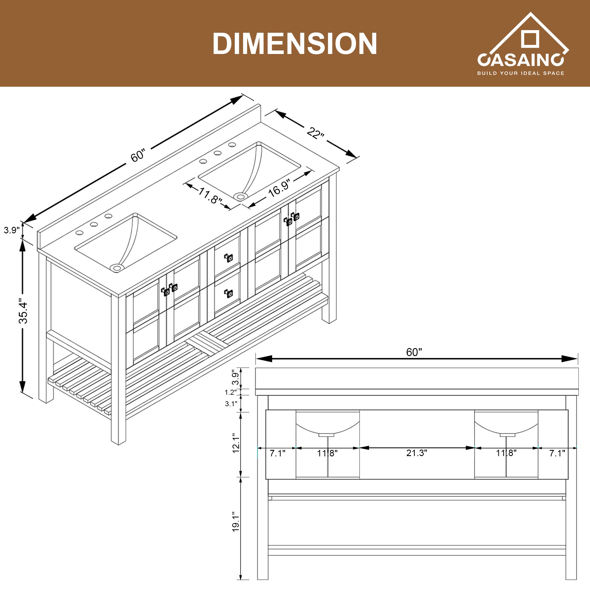 CASAINC MS-20060-CAB-GR-1 Bath-Vanity-Combo - View #10