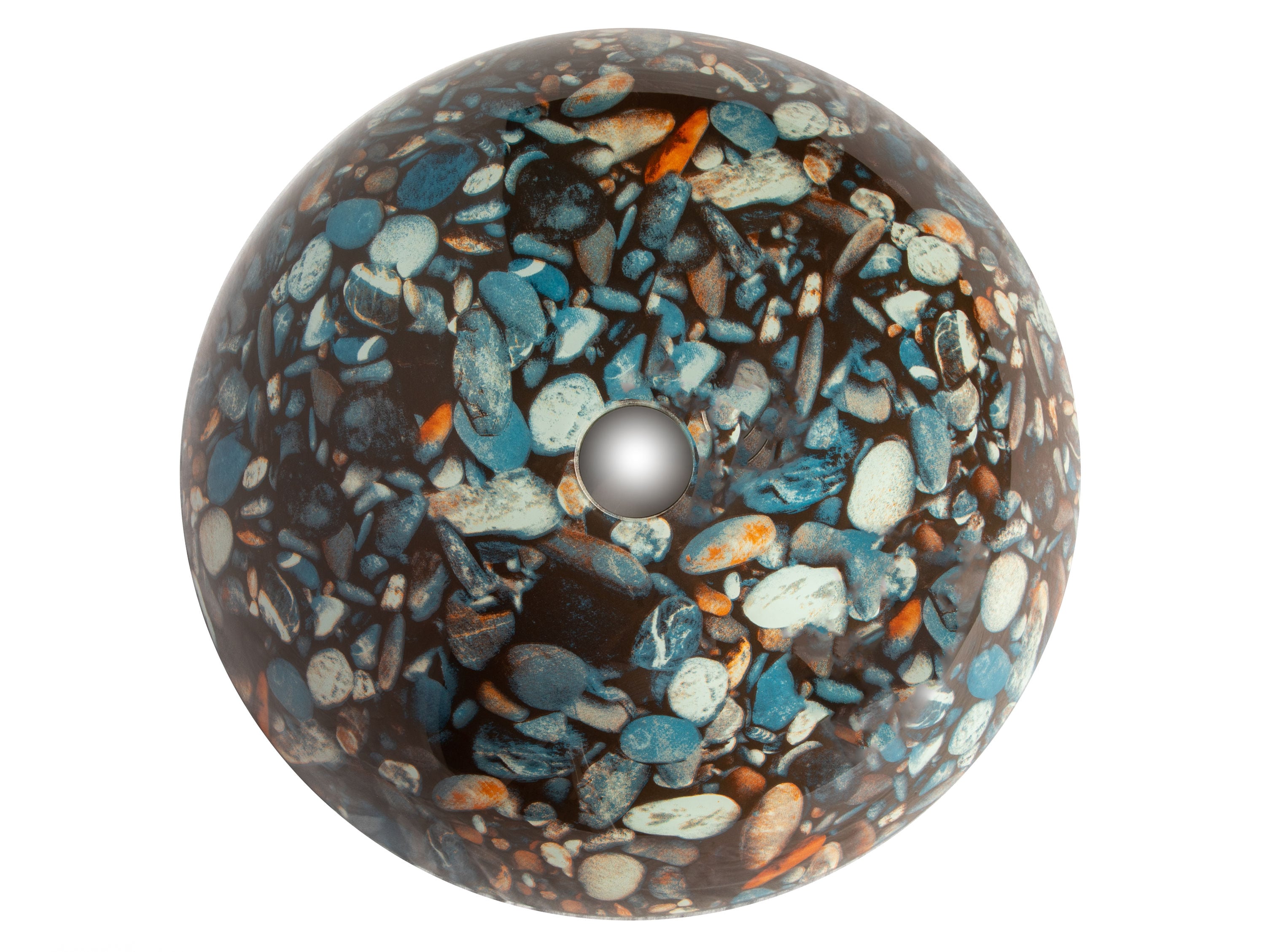 16.5'' Gray and Tan Tempered Glass Pebble Vessel Sink