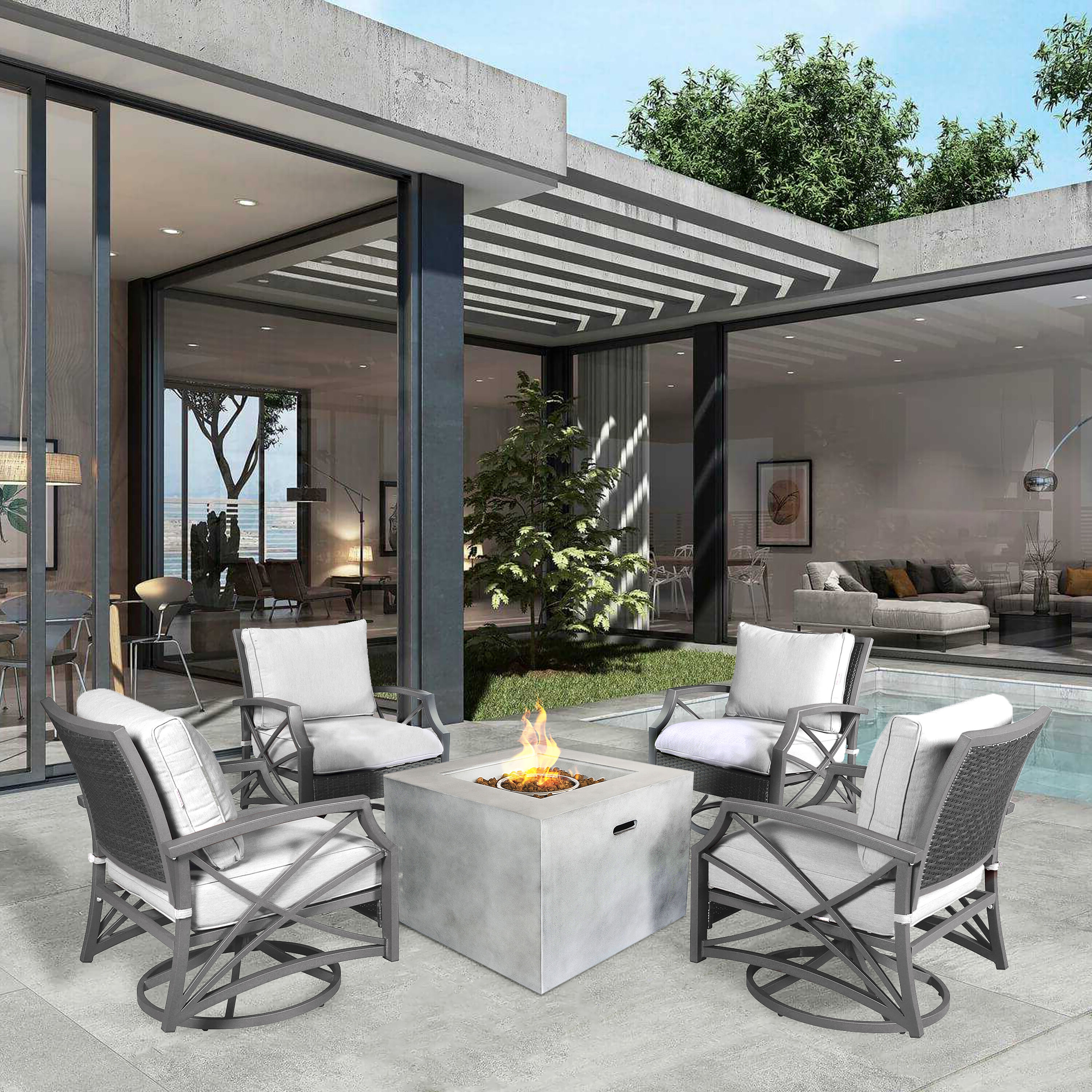 Kinger Home FP-008TGRY-SET-GRY Patio-Conversation-Sets - View #6