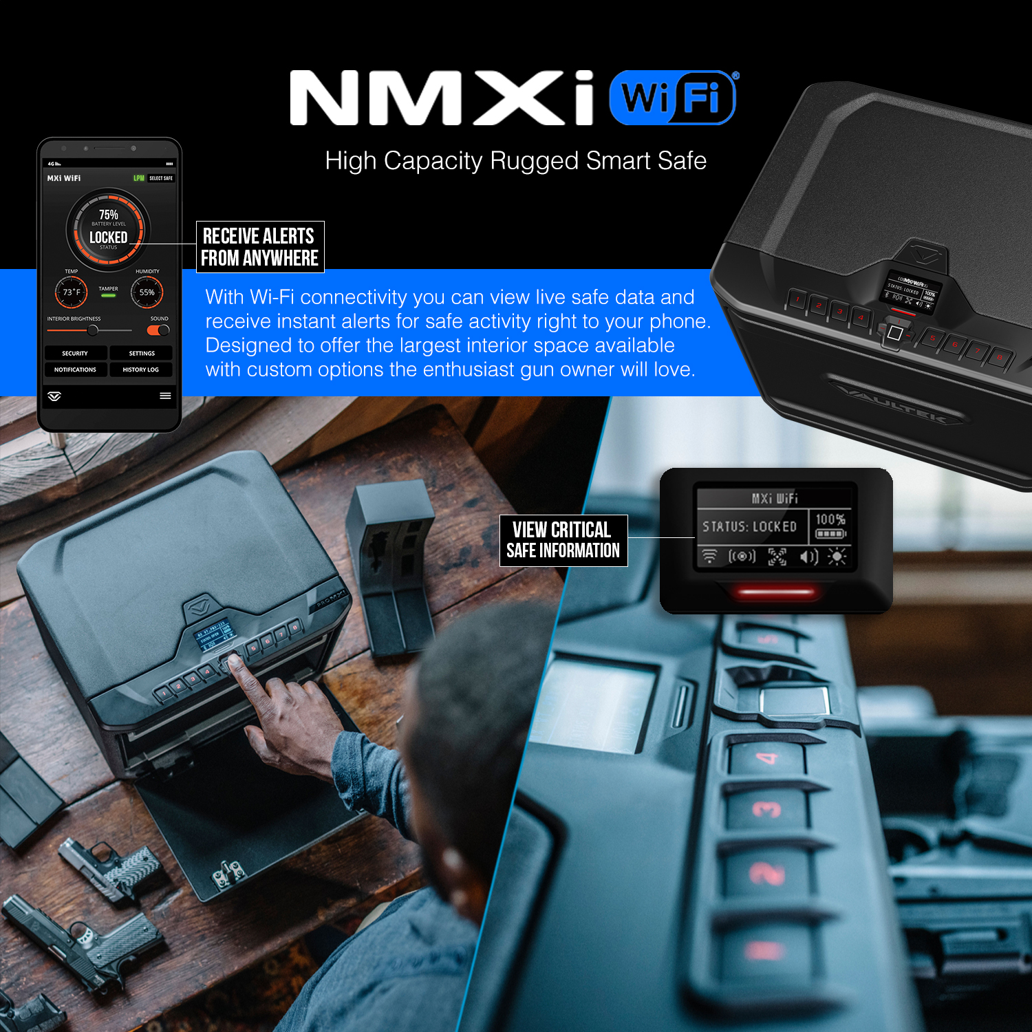 Vaultek NMXi Tough and Rugged Wi-Fi Enabled 8-Gun Biometric Gun Safe in ...