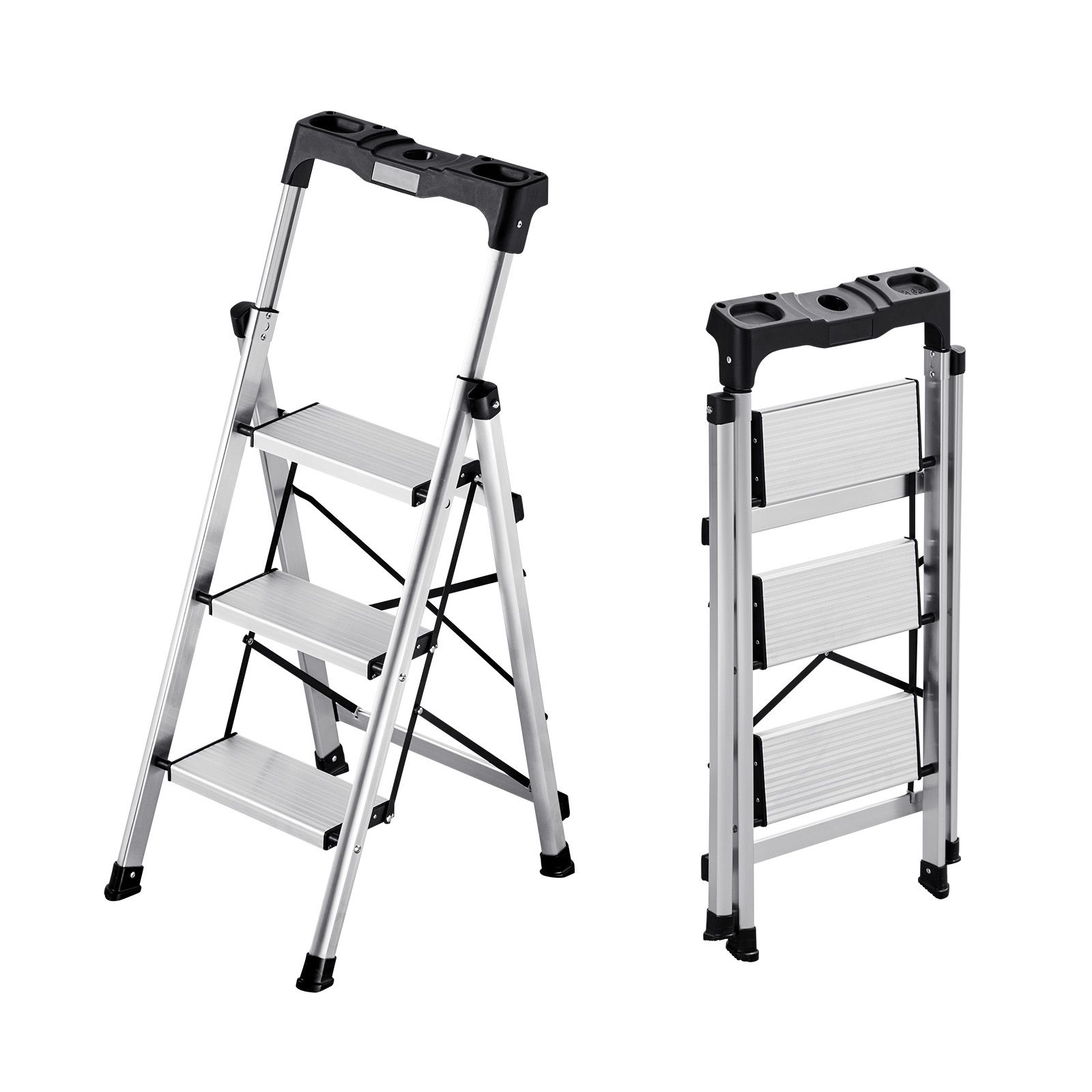SPACELEAD 3-Step Folding Step Stool Aluminum Ladder with Anti-Slip Pedal and Comfort Handgrip 330 lb Capacity #DOBASP-D01027R6HBX