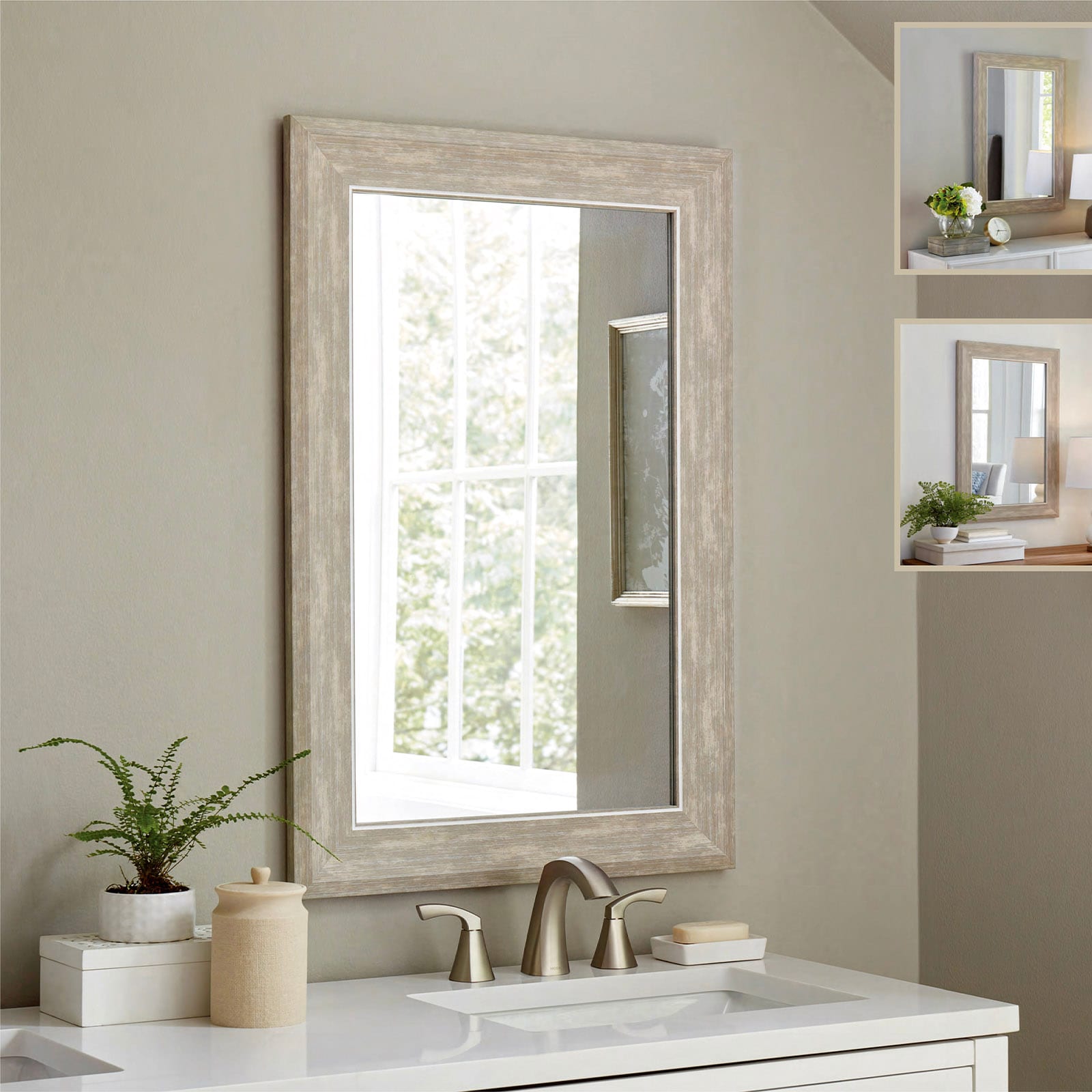 Allen + Roth 24-in W X 36-in H Wood Gray Framed Wall Mirror 5754-gry 