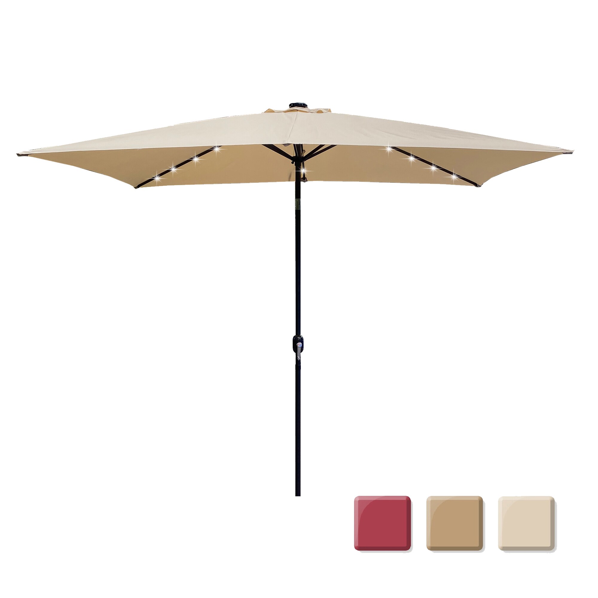 CASAINC WF-W41923912 10-ft Steel Brown Push-button Tilt Garden Patio Umbrella with Lights