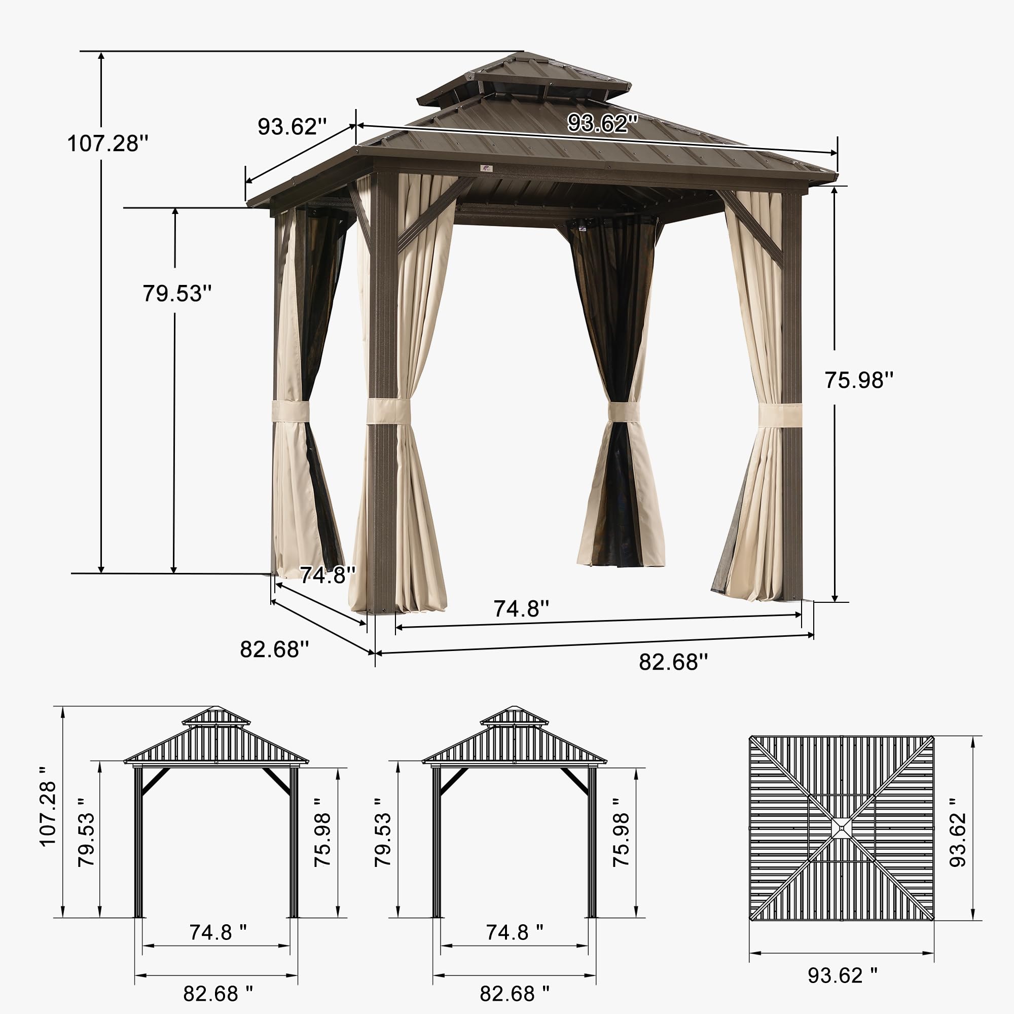 PURPLE LEAF LS04JJG0808-BR Wood-Resin-Gazebos - View #12