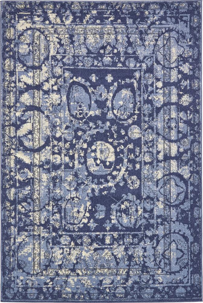 Unique Loom 3133446 Vintage La Jolla 6 x 9 (ft) Loomed Polypropylene Blue/Ivory Rectangular Indoor Border Vintage Area rug
