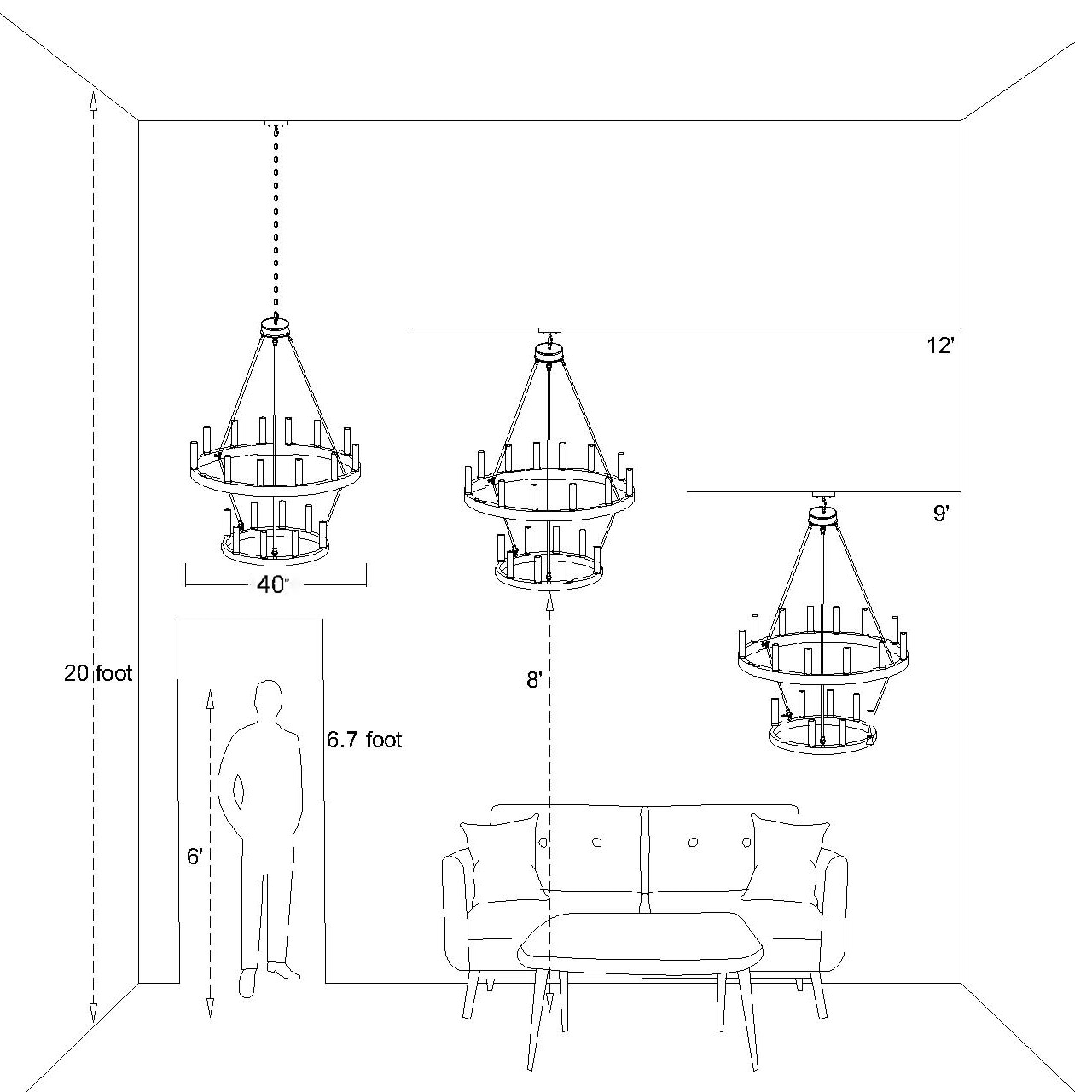 ACROMA Agen 20-Light Birchwood Farmhouse LED Dry rated Chandelier in ...