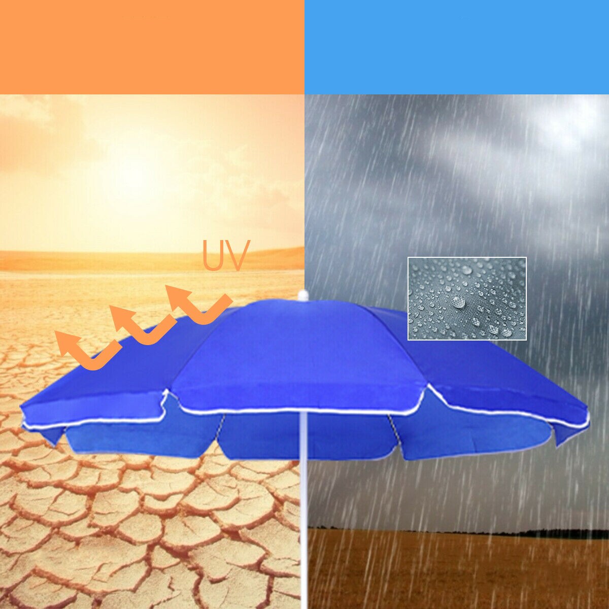 Blue Portable Folding Picnic Double Chair with Umbrella and Cooler